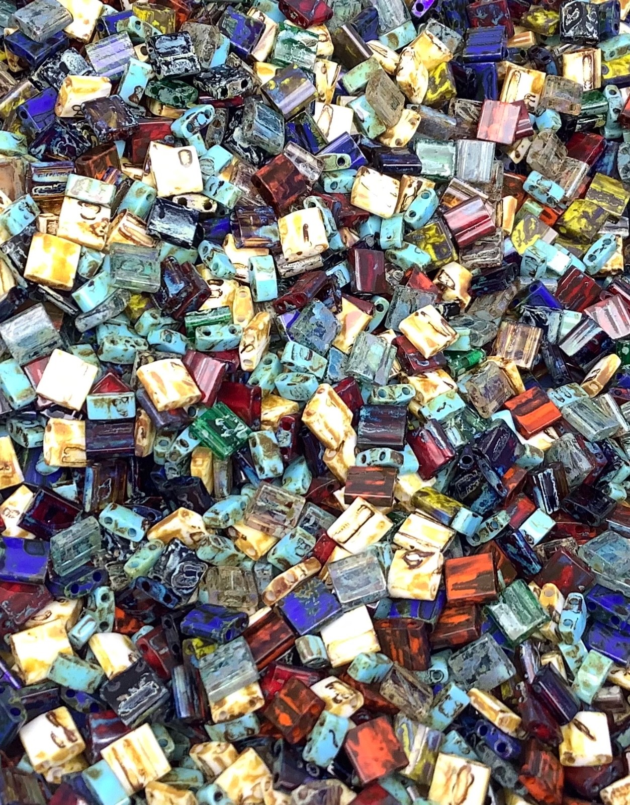 Tila-Mix Bead Two Hole Japanese Miyuki Seed Beads Picasso Mixed-10grams