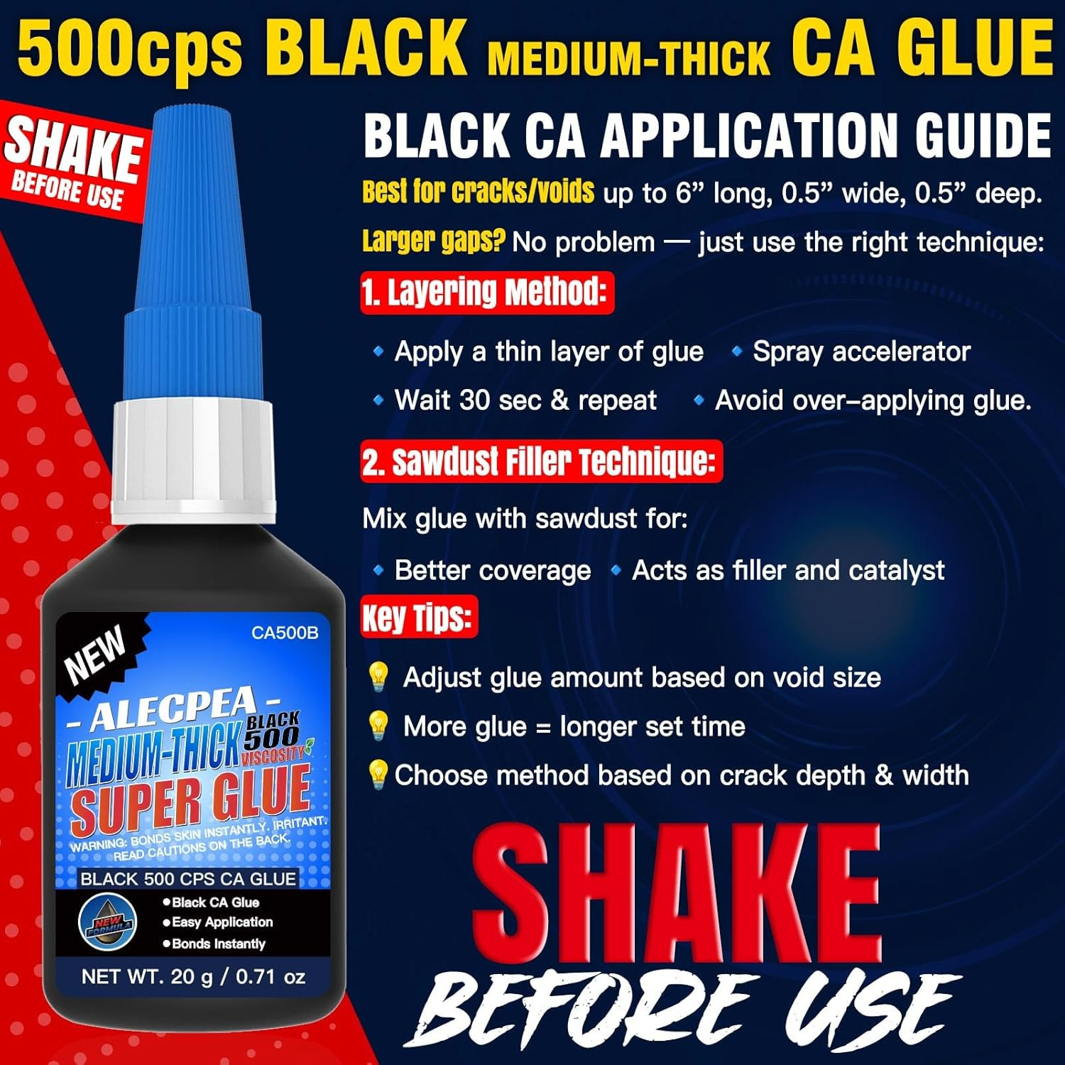 20g Black Medium-Thick CA Glue (150 CPS),Premium Cyanoacrylate Super Glue for…