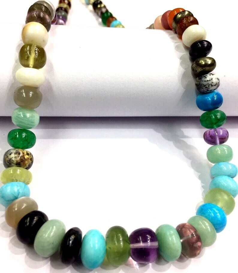 Beautiful Multi Color Gemstone Beads Smooth Polished Natural Rondelle Beads.