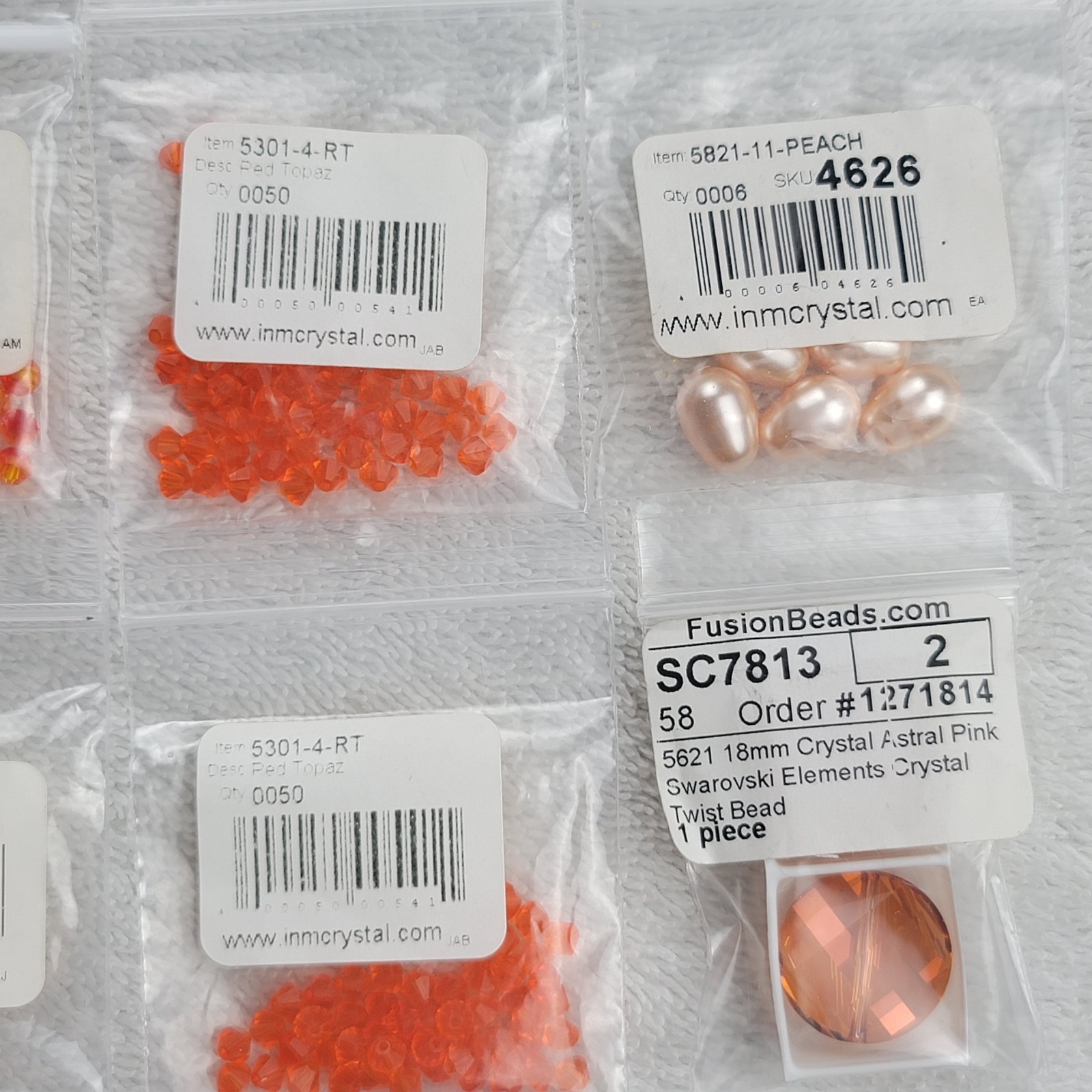 Swarovski Crystal Bead Lot Peach Orange Fire Opal Astral Pink Pearl Qty Approx