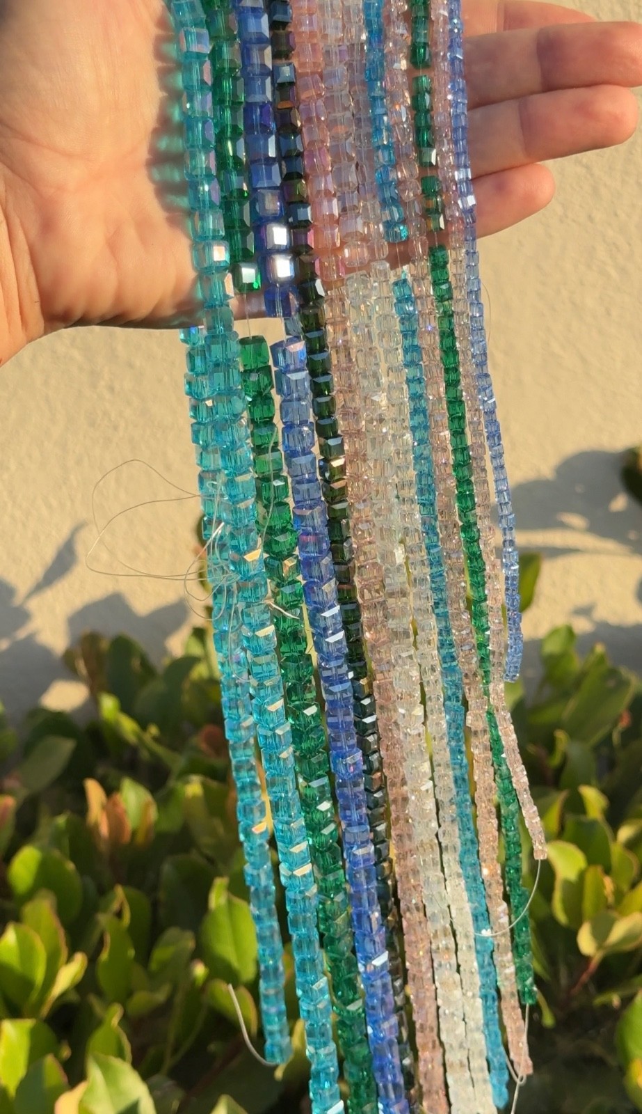 High Grade AB Glass Square Cube Beads 8mm 6mm 5mm 3mm 95 Beads per Strand