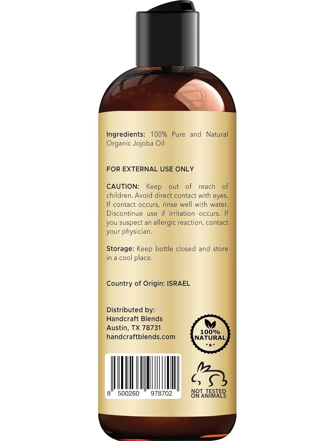 Handcraft Blends USDA Organic Jojoba Oil | Cold-Pressed | 8 Fl Oz | 100% Pure &