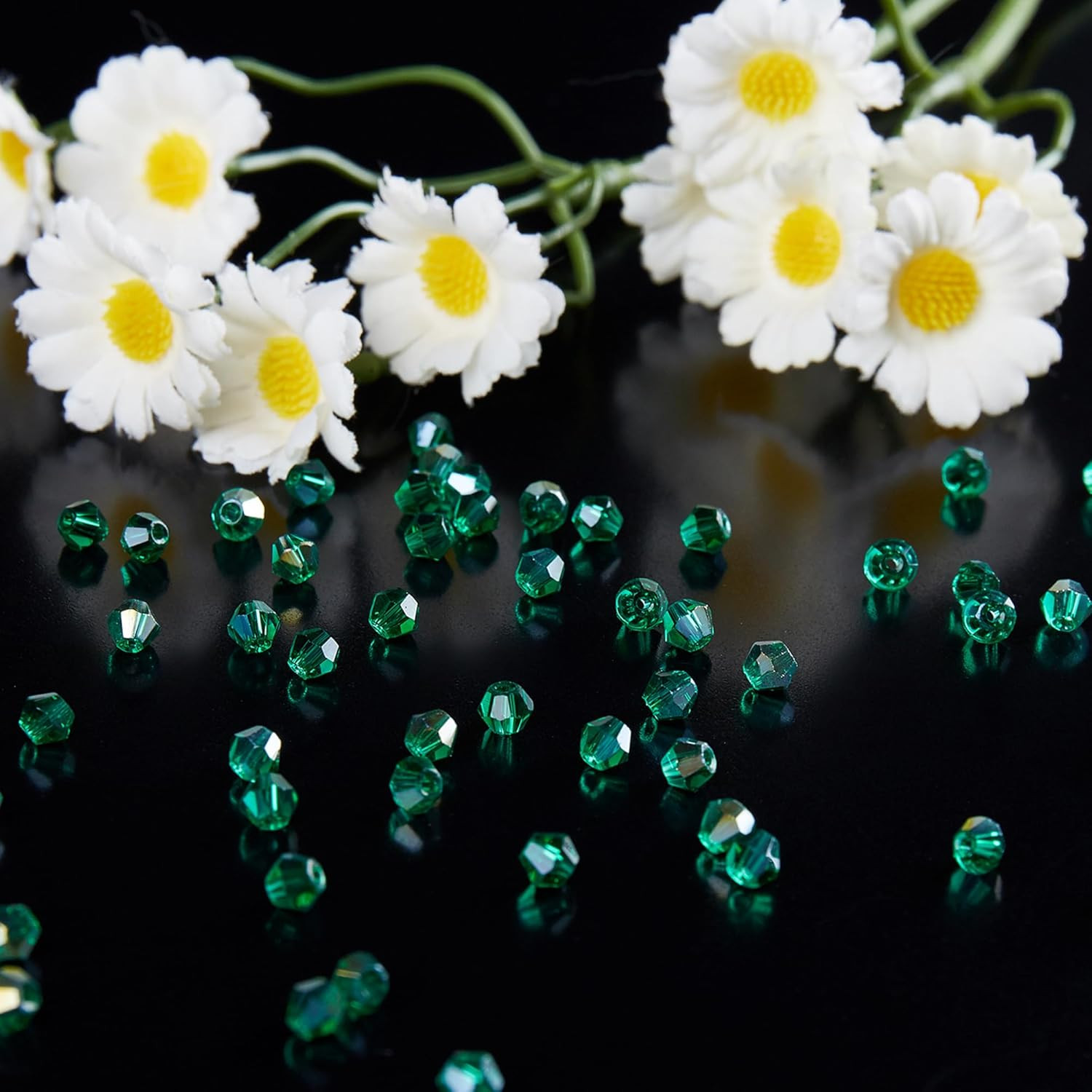 1100PCS 4mm Bicone Crystal Glass Beads for Jewelry Making, Sparkling Mini Beads