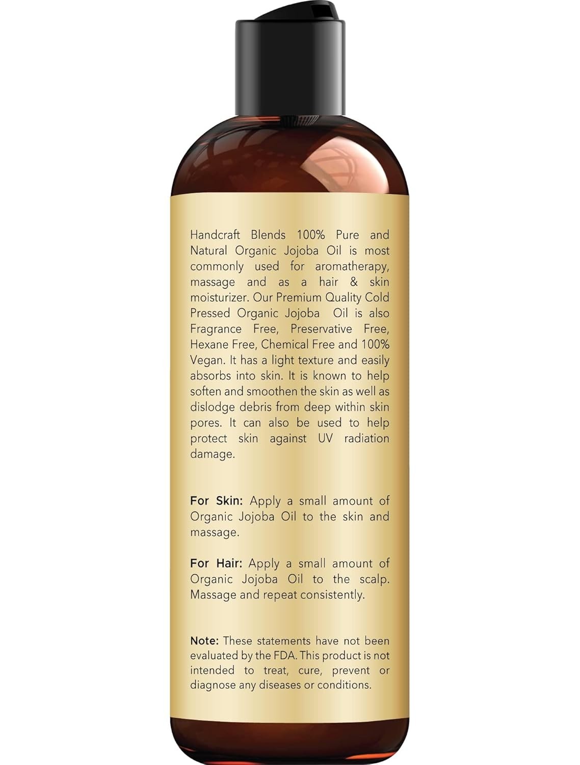 Handcraft Blends USDA Organic Jojoba Oil | Cold-Pressed | 8 Fl Oz | 100% Pure &