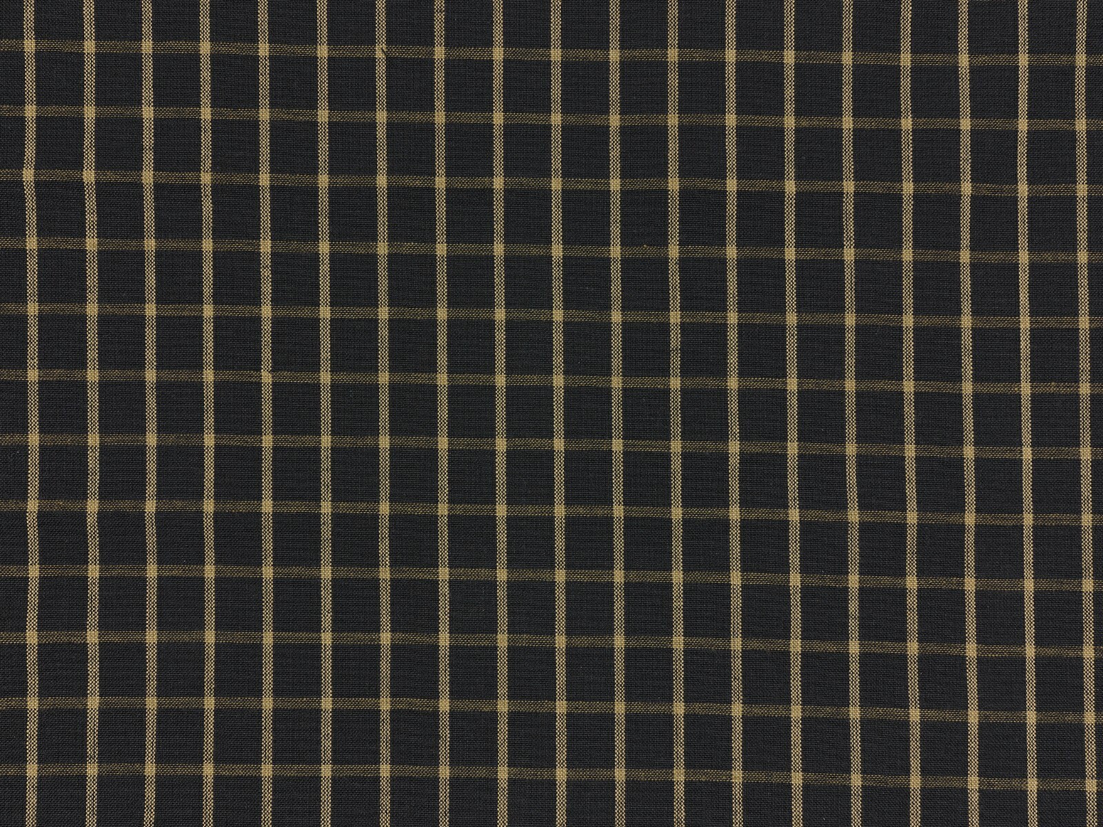 BLACK AND TEA DYE Window Pane Plaid Woven Cotton Sewing Quilt Homespun Fabric