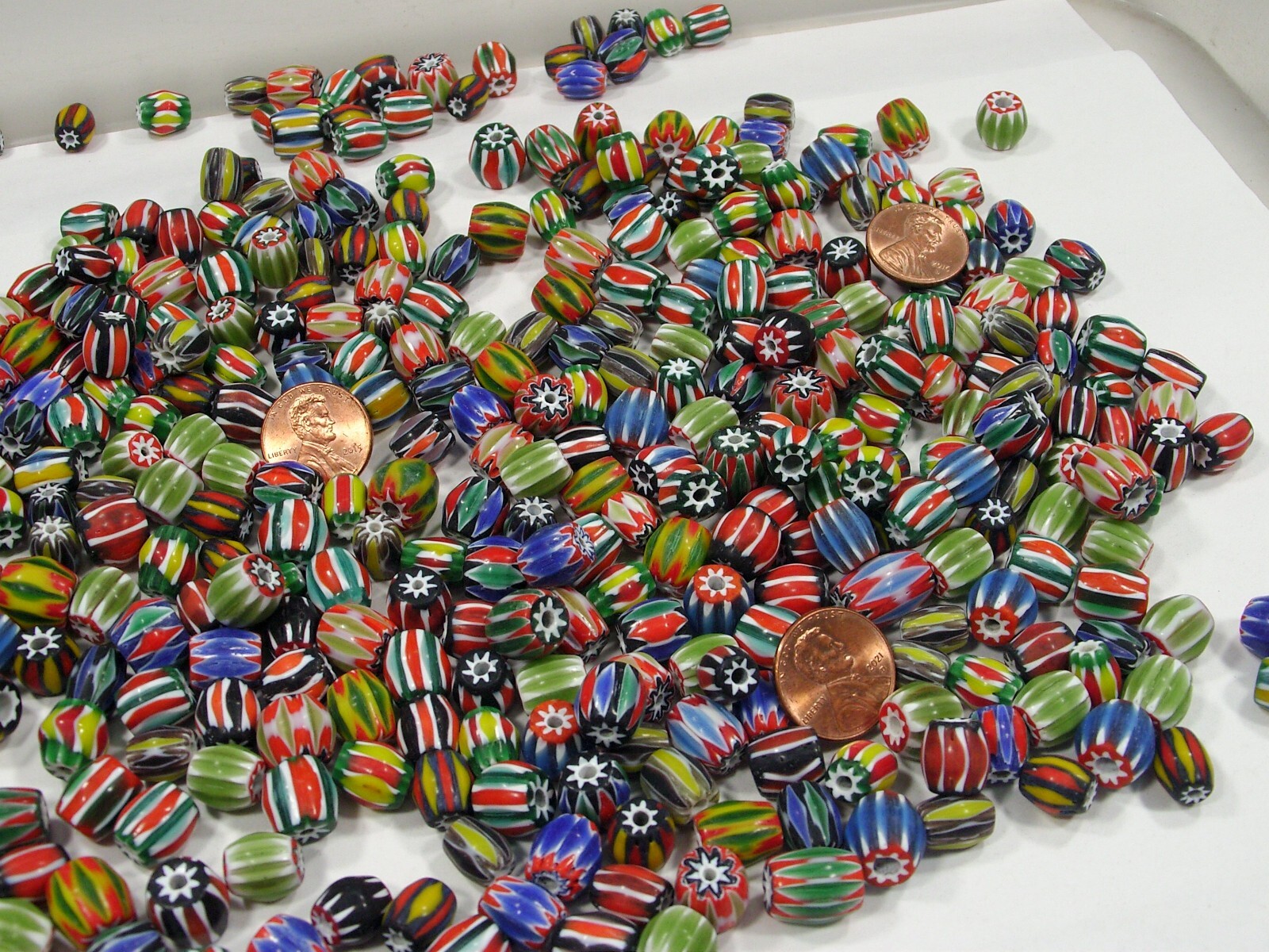 One Pound Assorted India Handmade Chevron Glass Beads Bulk Lot Sale (KPX-53)