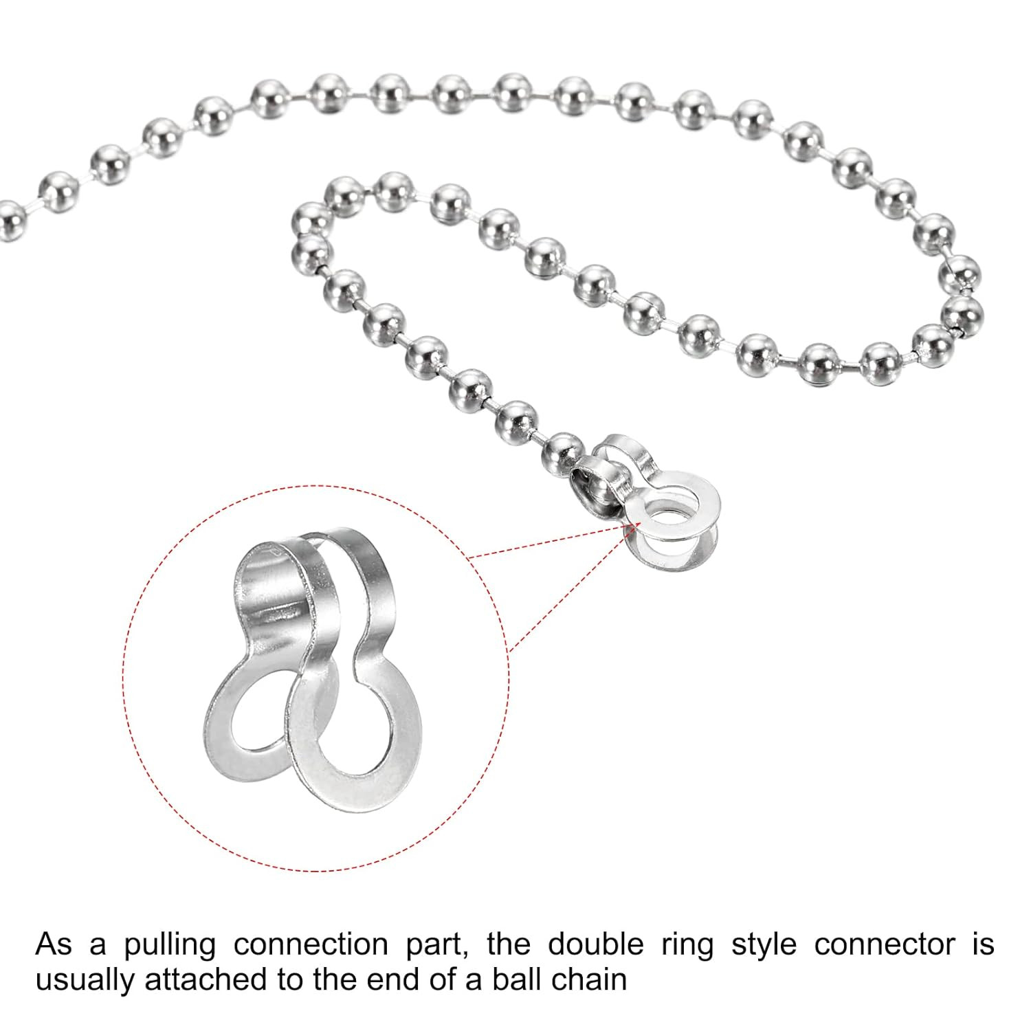 Ball Chain Connectors, Stainless Steel Double Ring Clasp Fit for 2.4/3/4.5/6M…