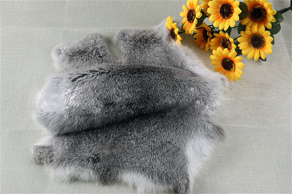High Quality Soft Natural Gray Rabbit Skin Pelt Real Fur Craft Decro 8-14” US
