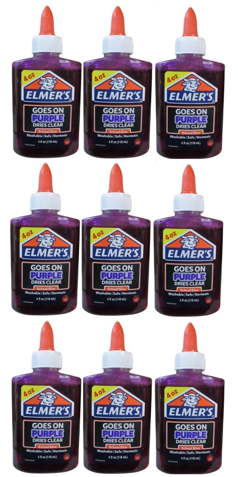 Elmers School Glue (Goes on Purple – Dries Clear) 4 oz 118 mL Washable NonToxic