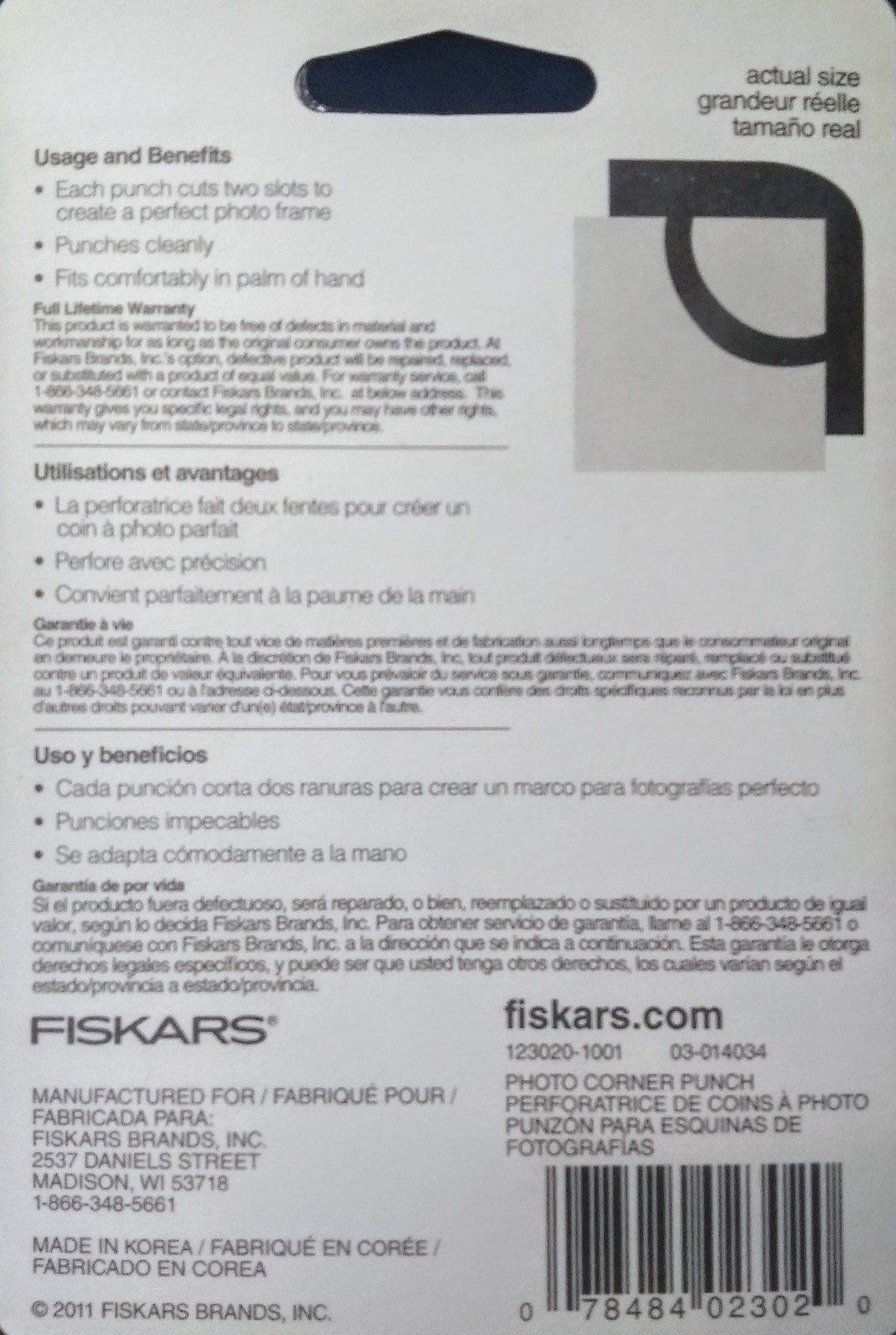 Fiskars 123020 Round Photo Corner Lever Paper Punch