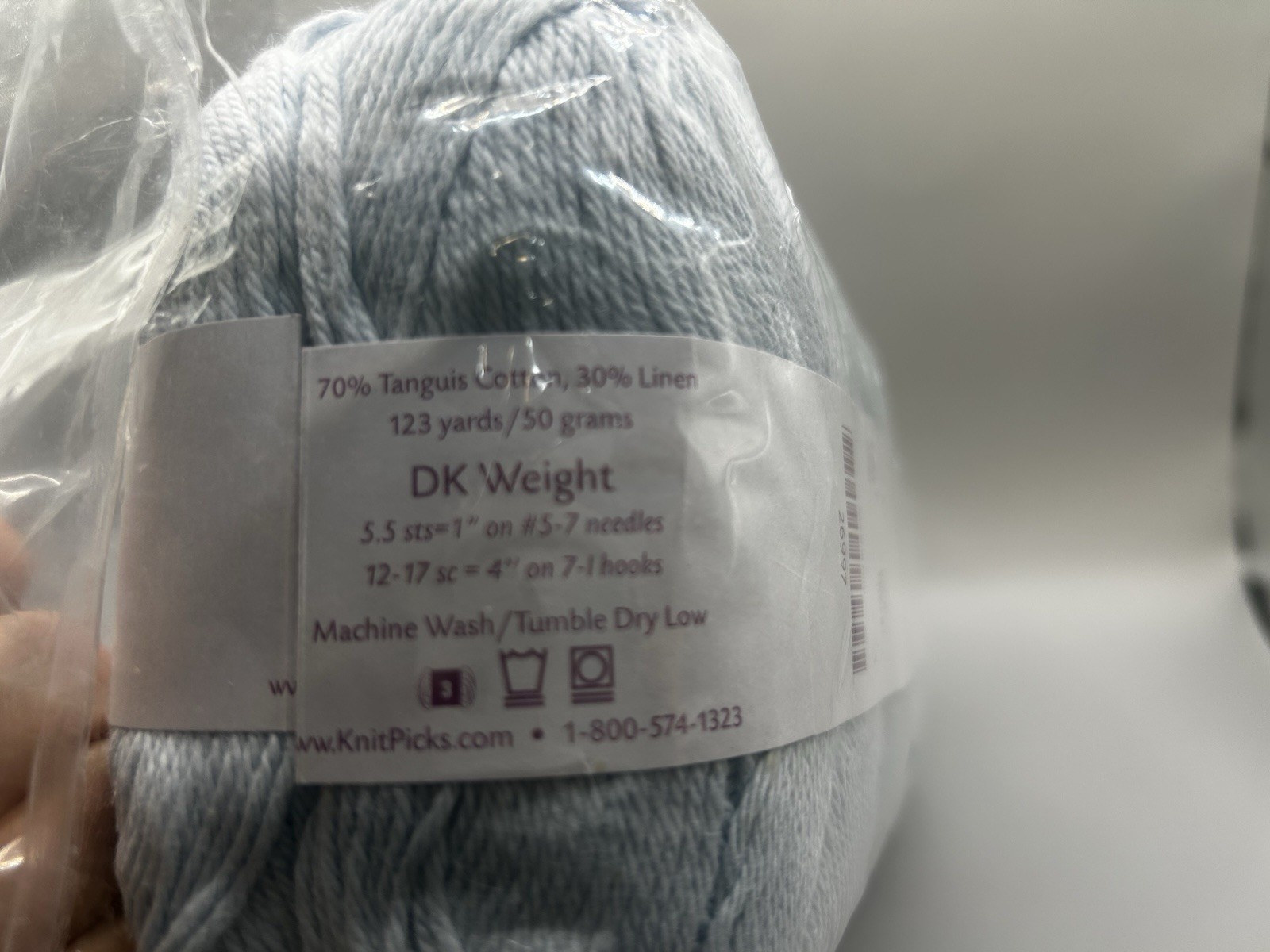 Lot of 10 Skeins of Knit Picks CotLin Yarn in Clarity (same dye lot), Light Blue