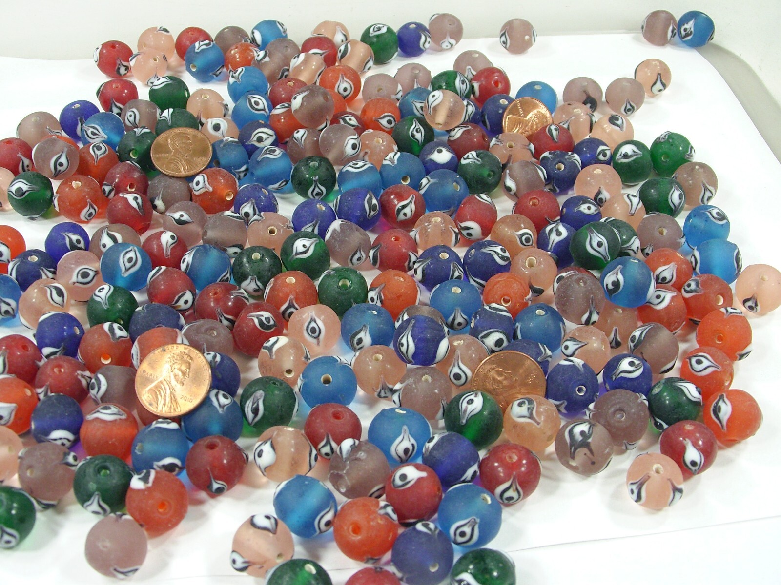 2 Pounds Assorted Colors India Handmade Evil Eye Glass Beads Bulk Lot (TAN-7)⭐