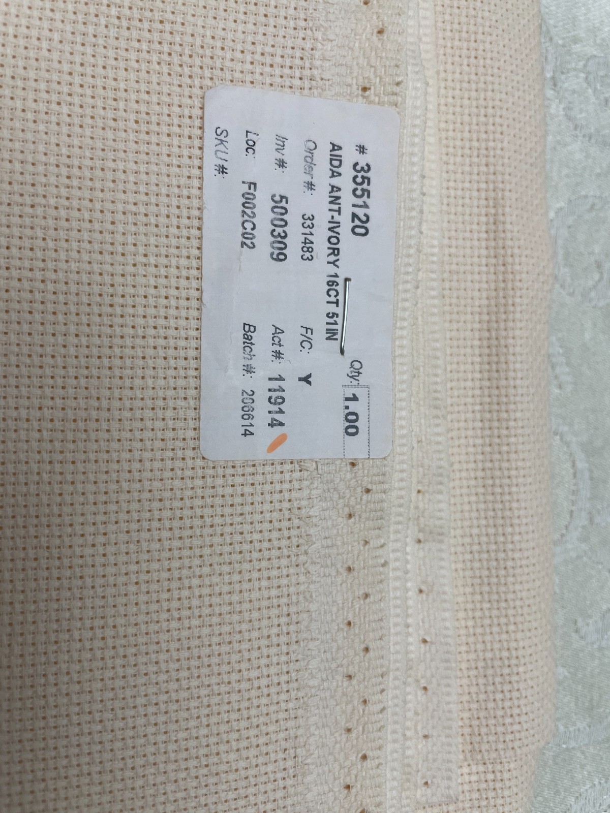 Large Aida 16 Count Antique Ivory Cross Stitch Fabric 50 x 36.5 Unused