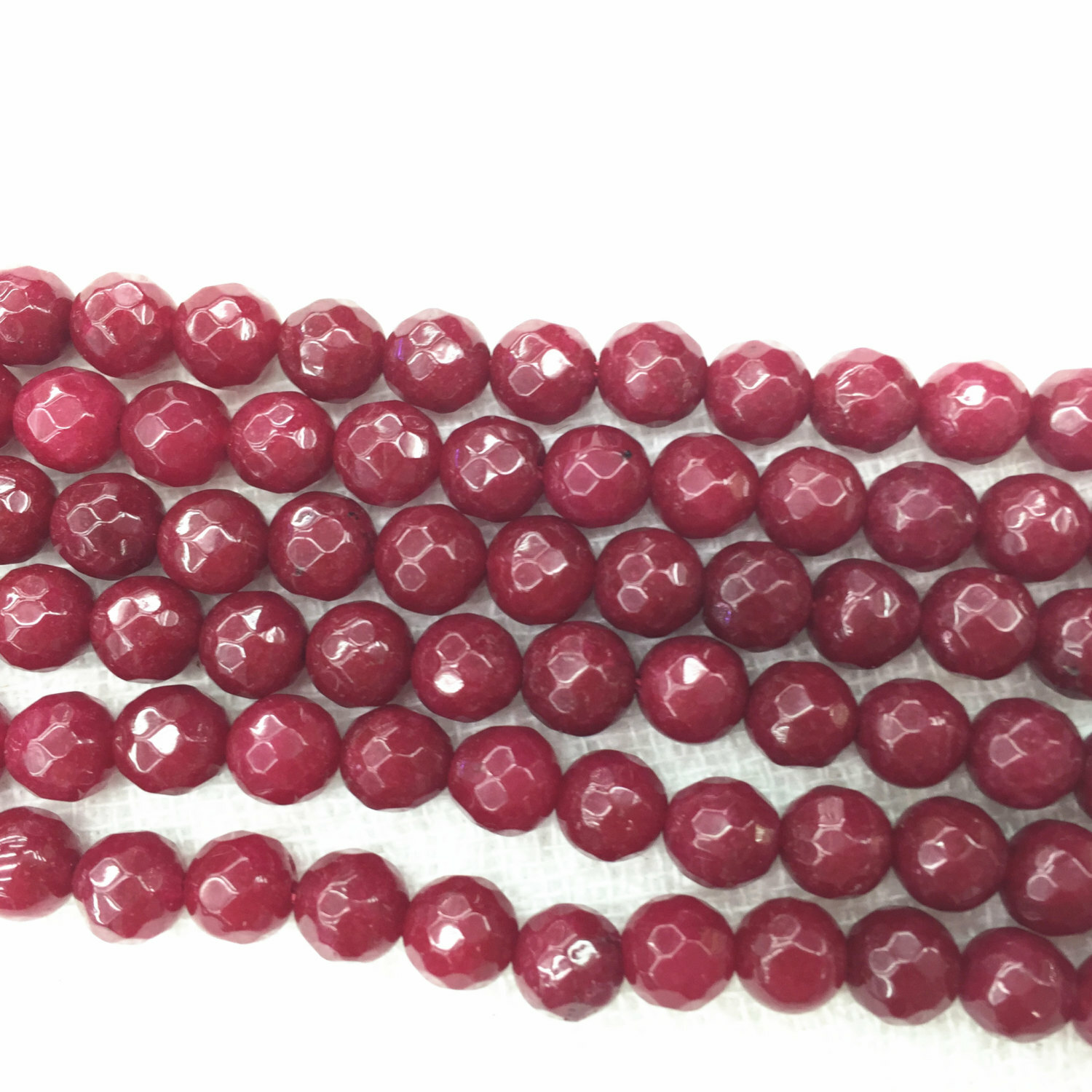 Ruby Red Dyed Jade Faceted Round Beads 4mm 6mm 8mm 10mm 12mm 15.5″ Strand