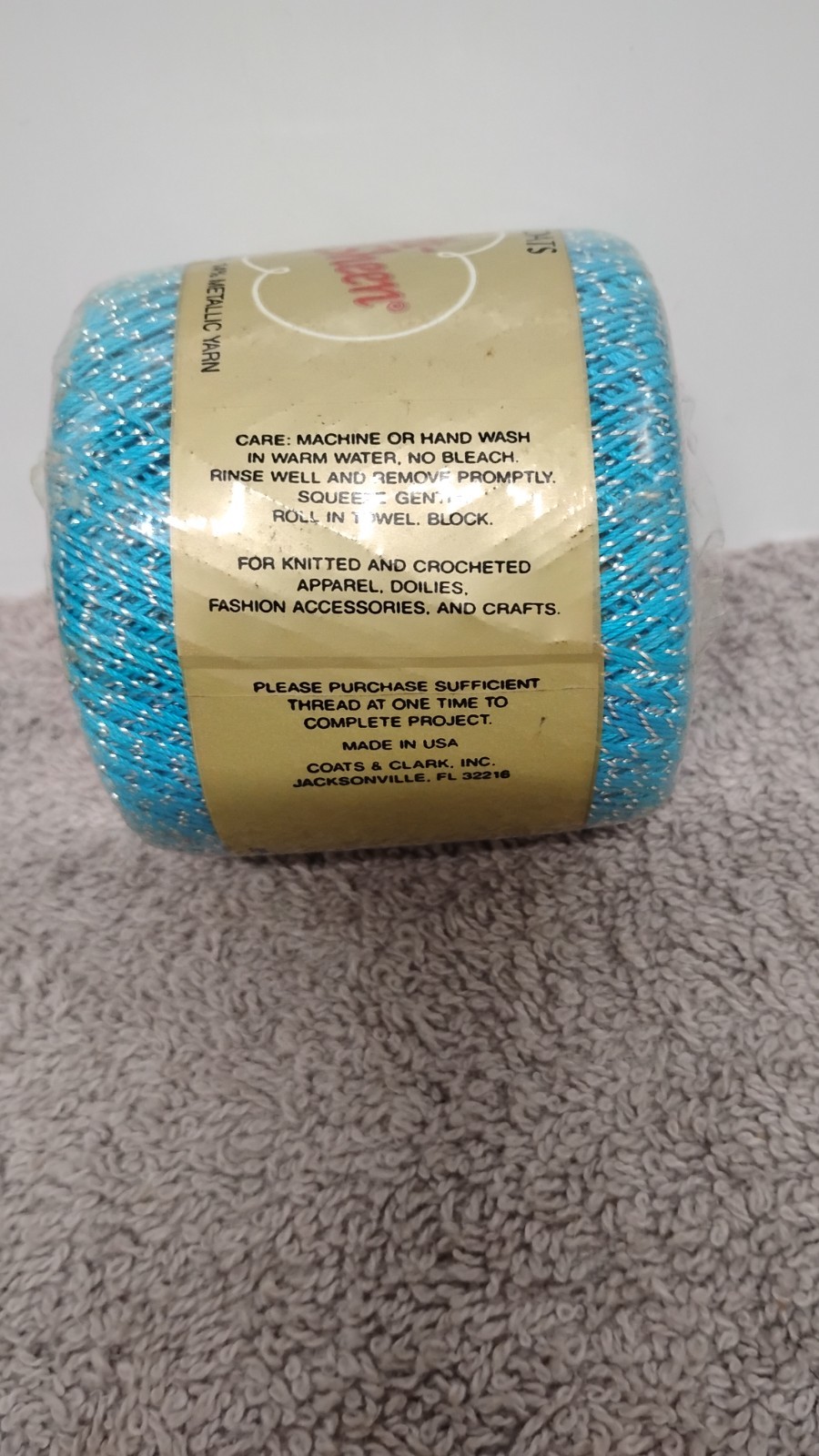 6 J&P Coats Metallic Knit-Cro-Sheen 86% Mercerized Cotton Color 132S Parakeet.