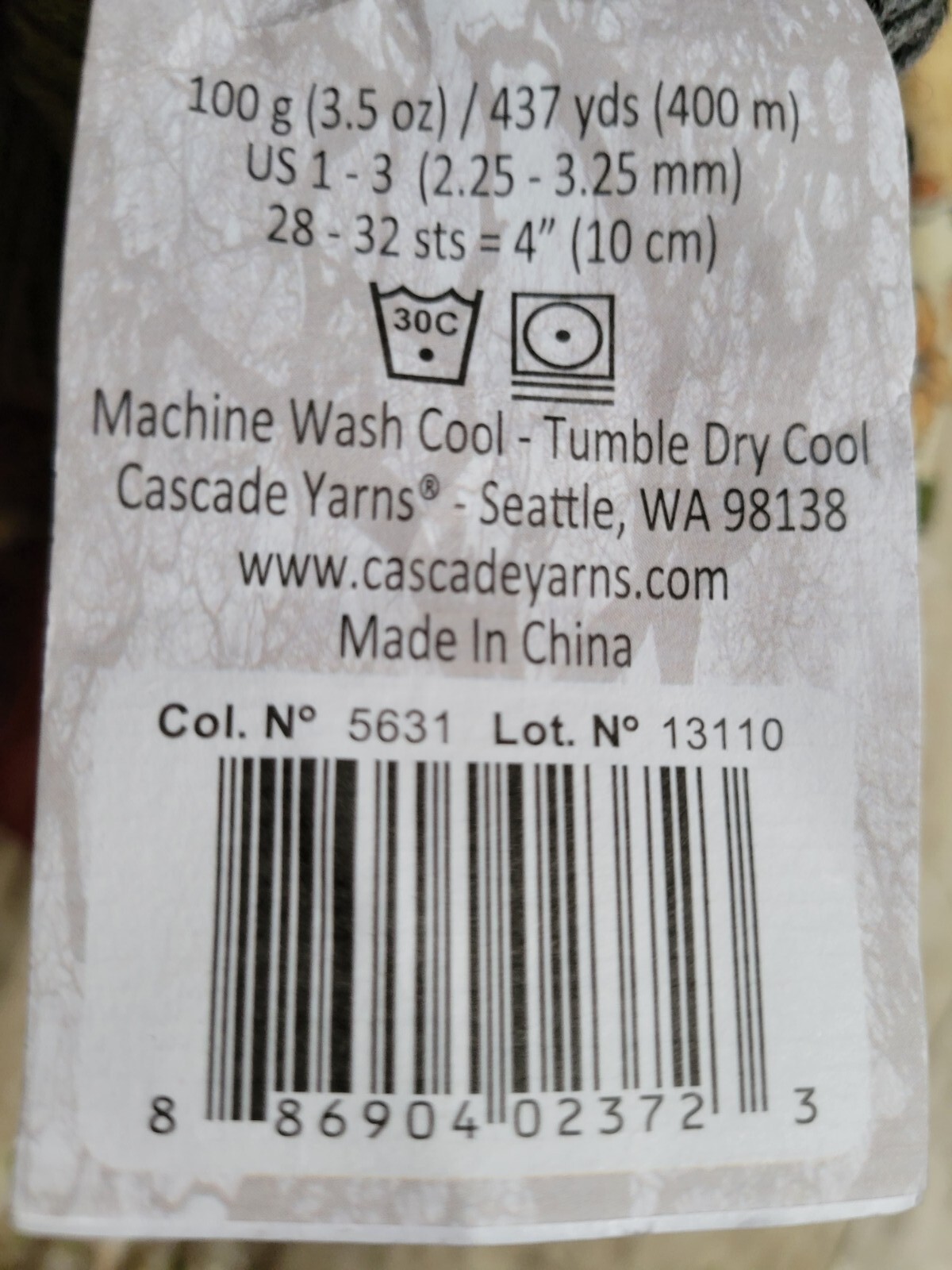 New Cascade Fine Sock Yarns 1 Hank Heritage Merino Super wash Charcoal #5631