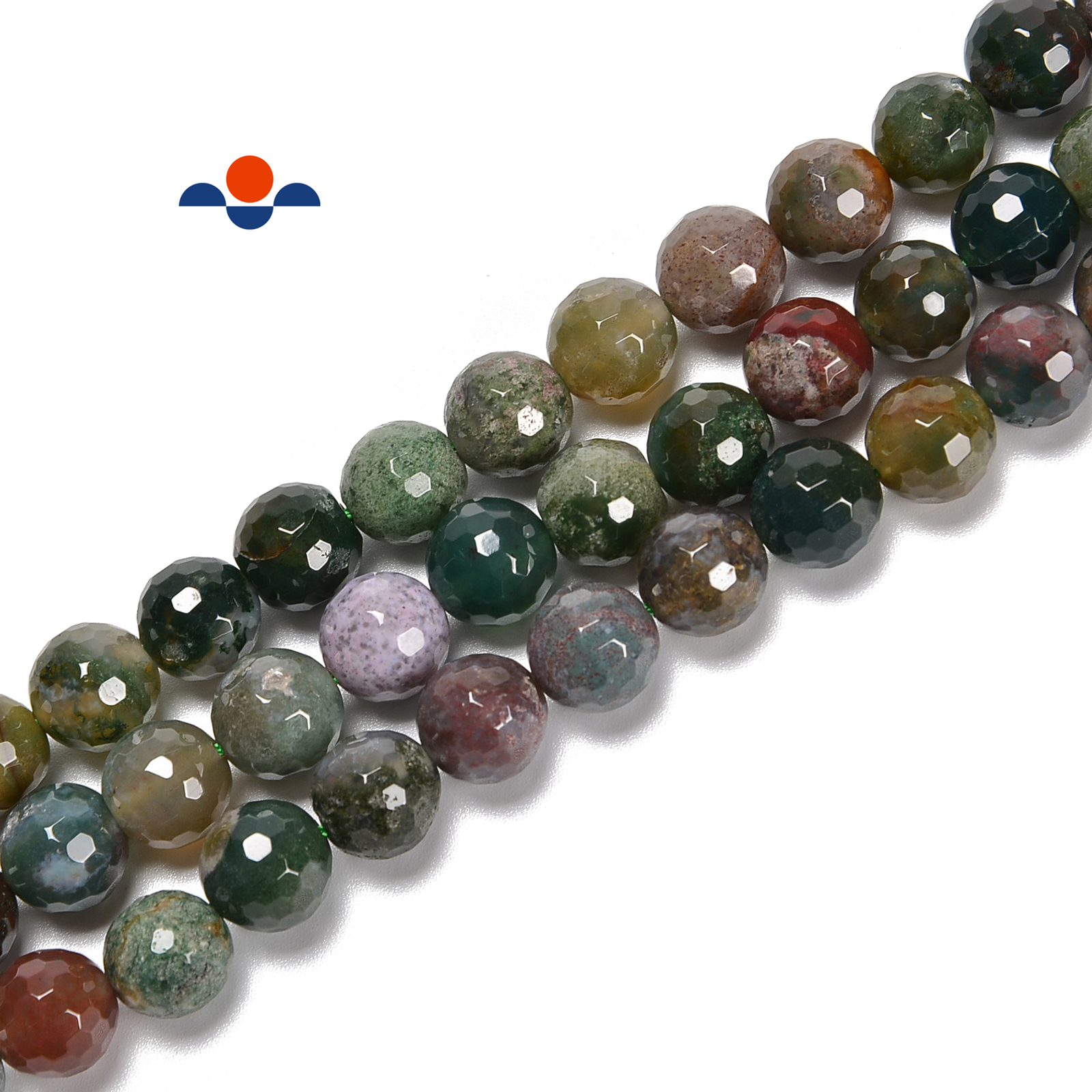 Natural Indian Agate Faceted Round Beads Size 6mm to 20mm 15.5” Strand