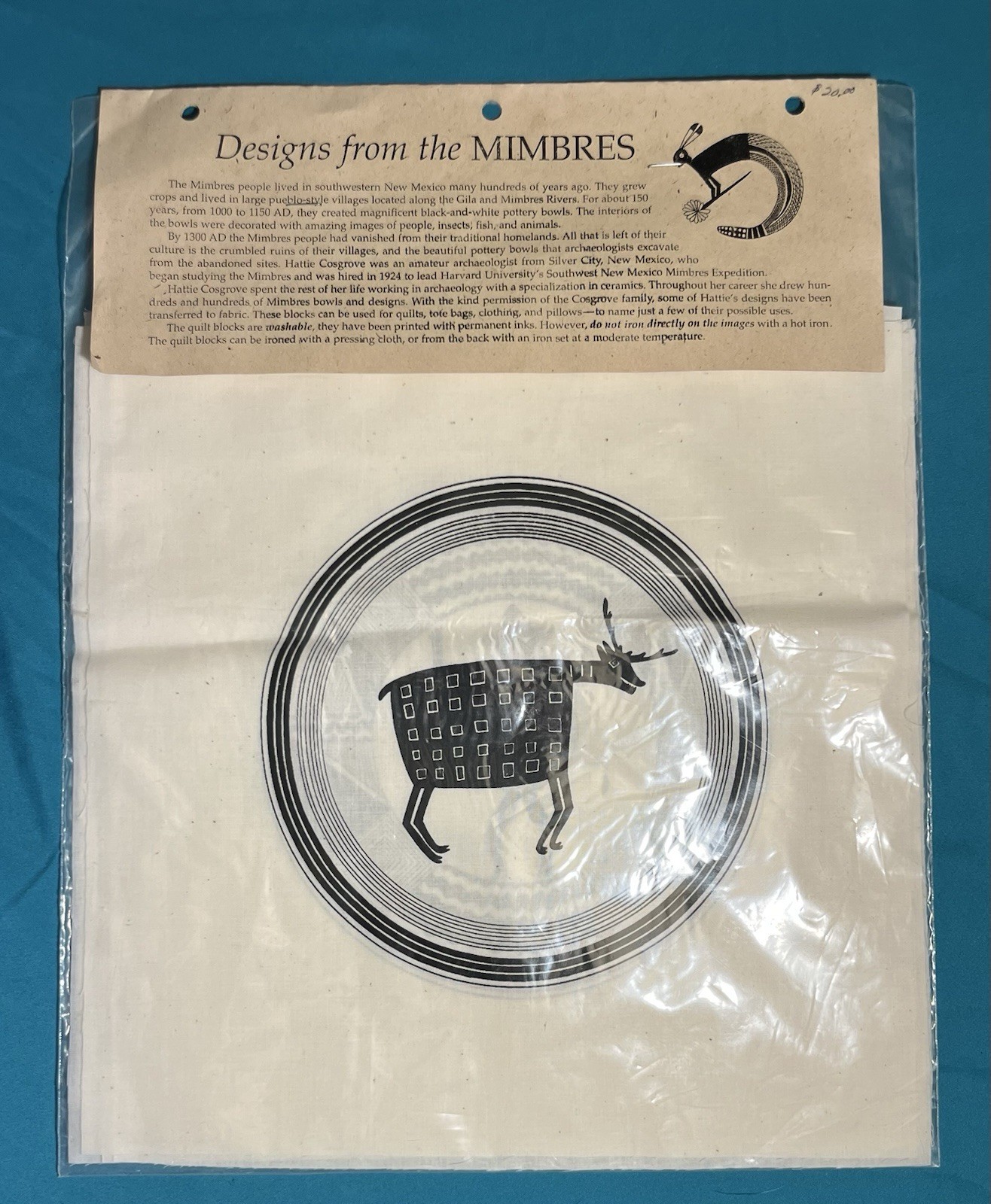 New! Set Of 6 Designs From The Mimbres Native American Linen Quilt Tiles