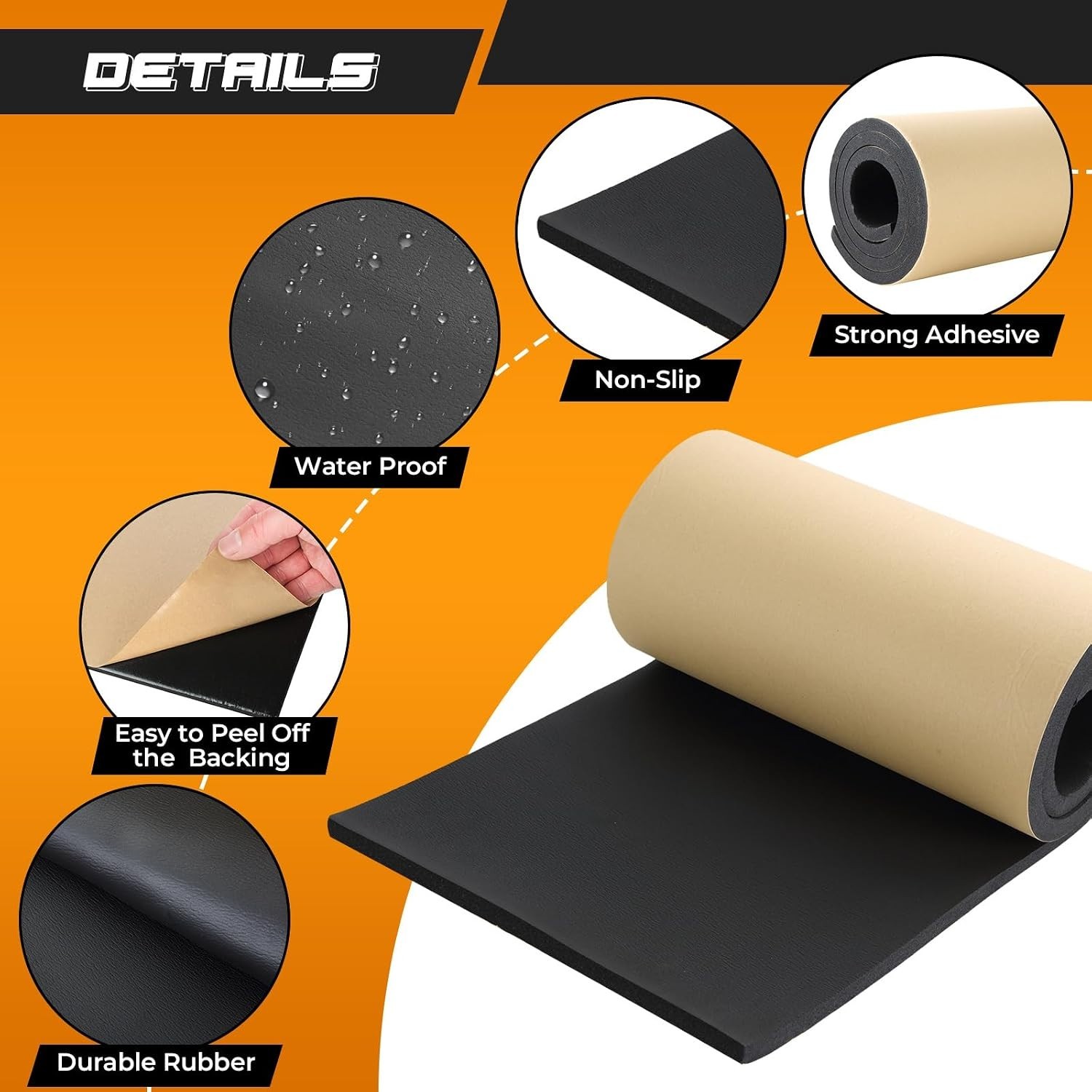 Self-Adhesive 1/2″ x 12″ x 54″ Neoprene Sponge Foam Sheet for DIY & Crafts