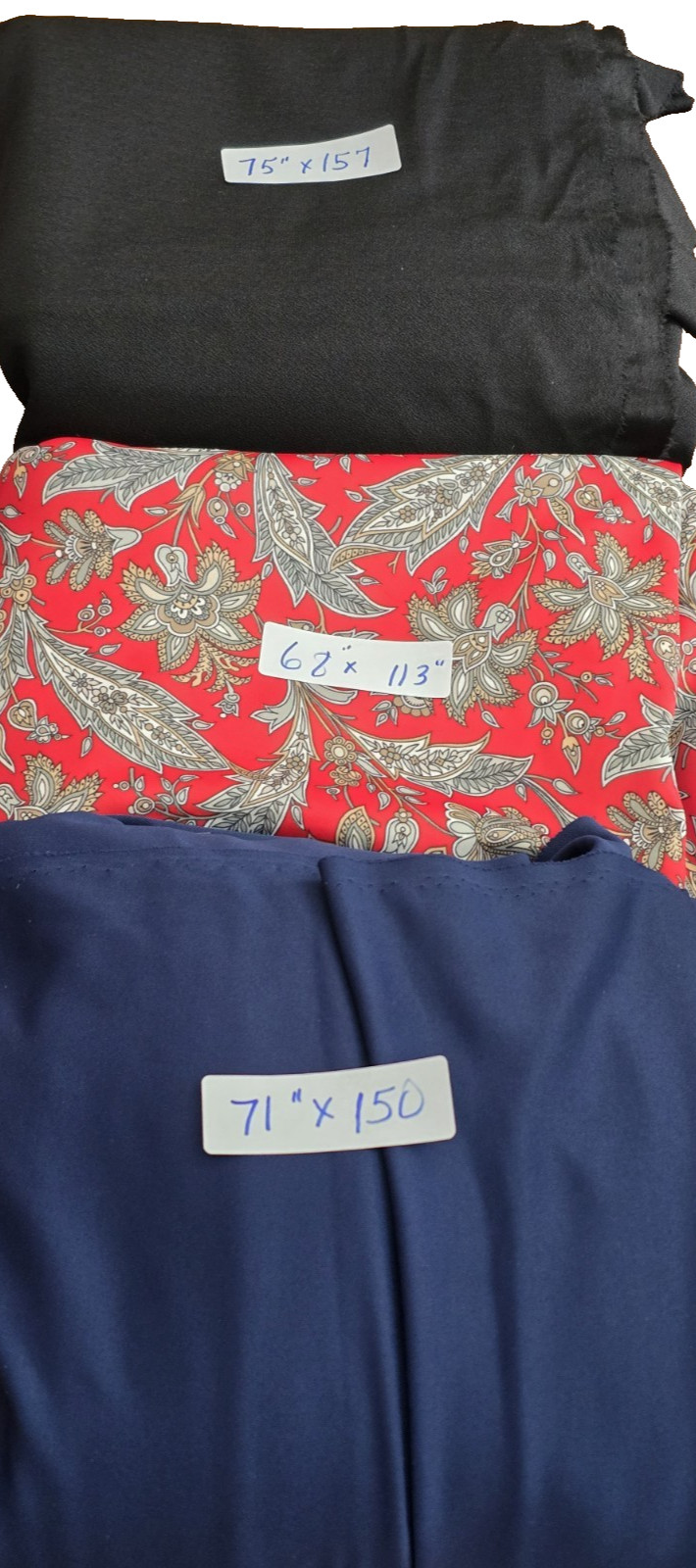 10 yd Vintage Silky Lightweight Polyester Sewing Fabric Solid Blue black paisley