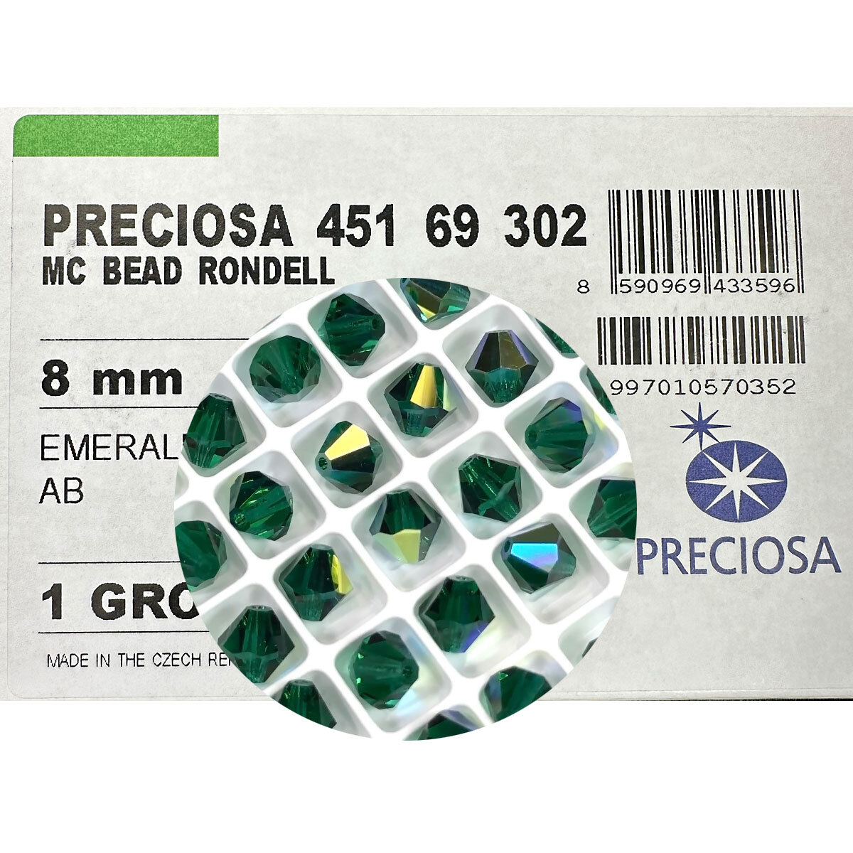 Czech Bicone Crystal Beads Emerald AB coated dark green Rondelle Diamond