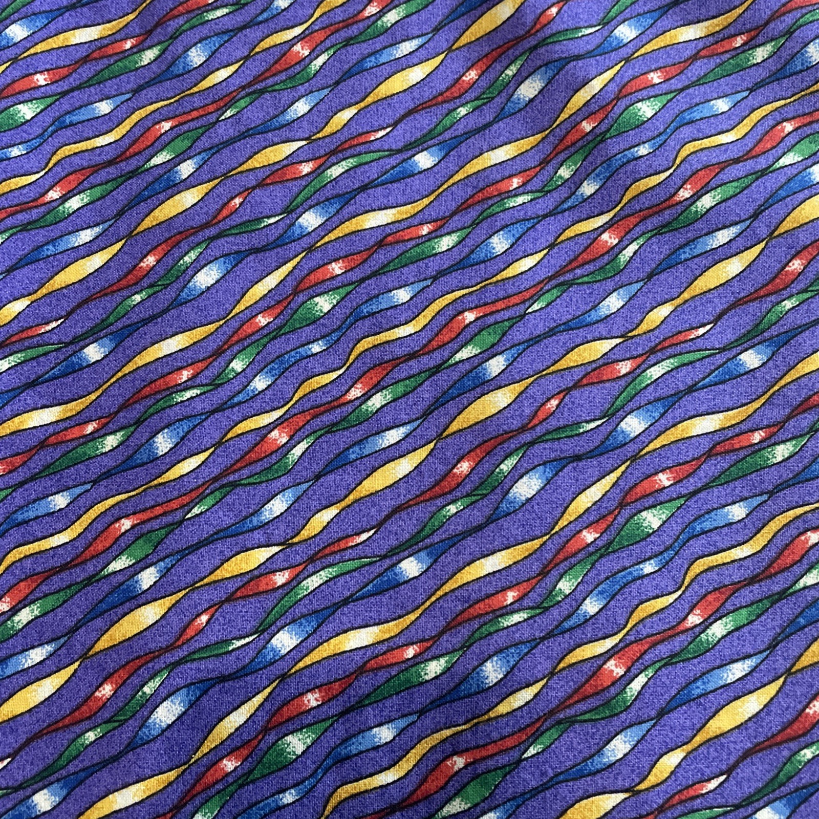 Multicolor Streamer Purple Cotton Polyester Blend Fabric 2.32 yds X 45 wide