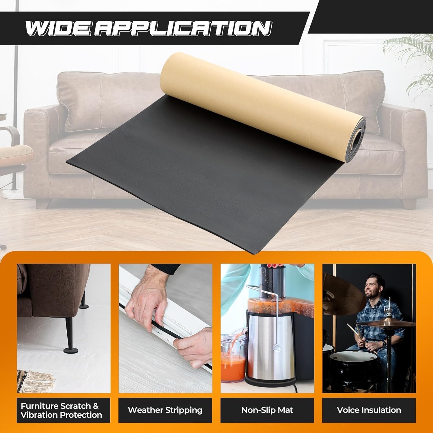 Multi-Purpose Adhesive Foam Sheet 1/8″ Thick x 48″ Long for Insulation & Sealing