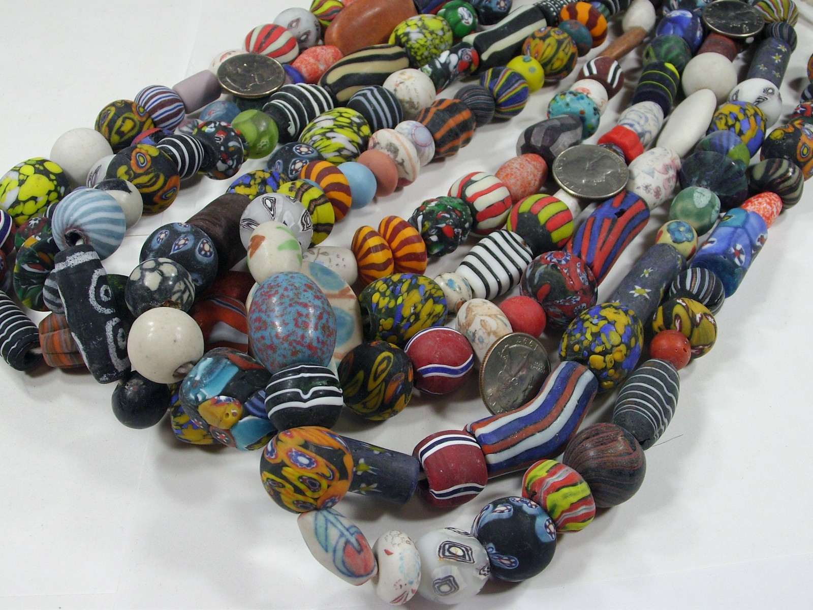 4 Strands 24″ India Handmade 2nd Quality Replica African Trade Beads (PO-9) ⭐