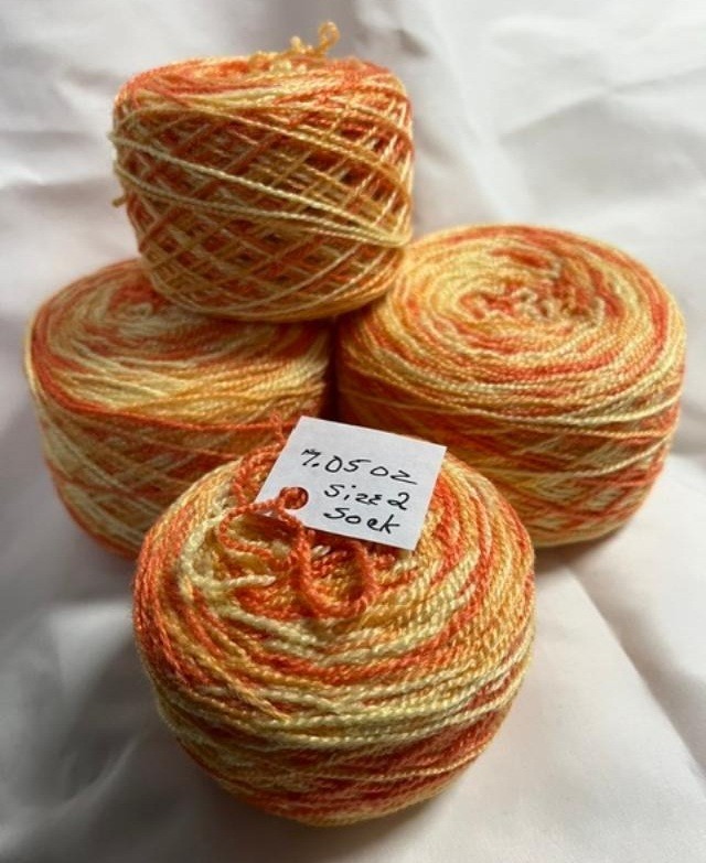 STASH Lot of 4 Center Pull Acrylic, Orange & Yellow Color, Size 2 Sock Yarn