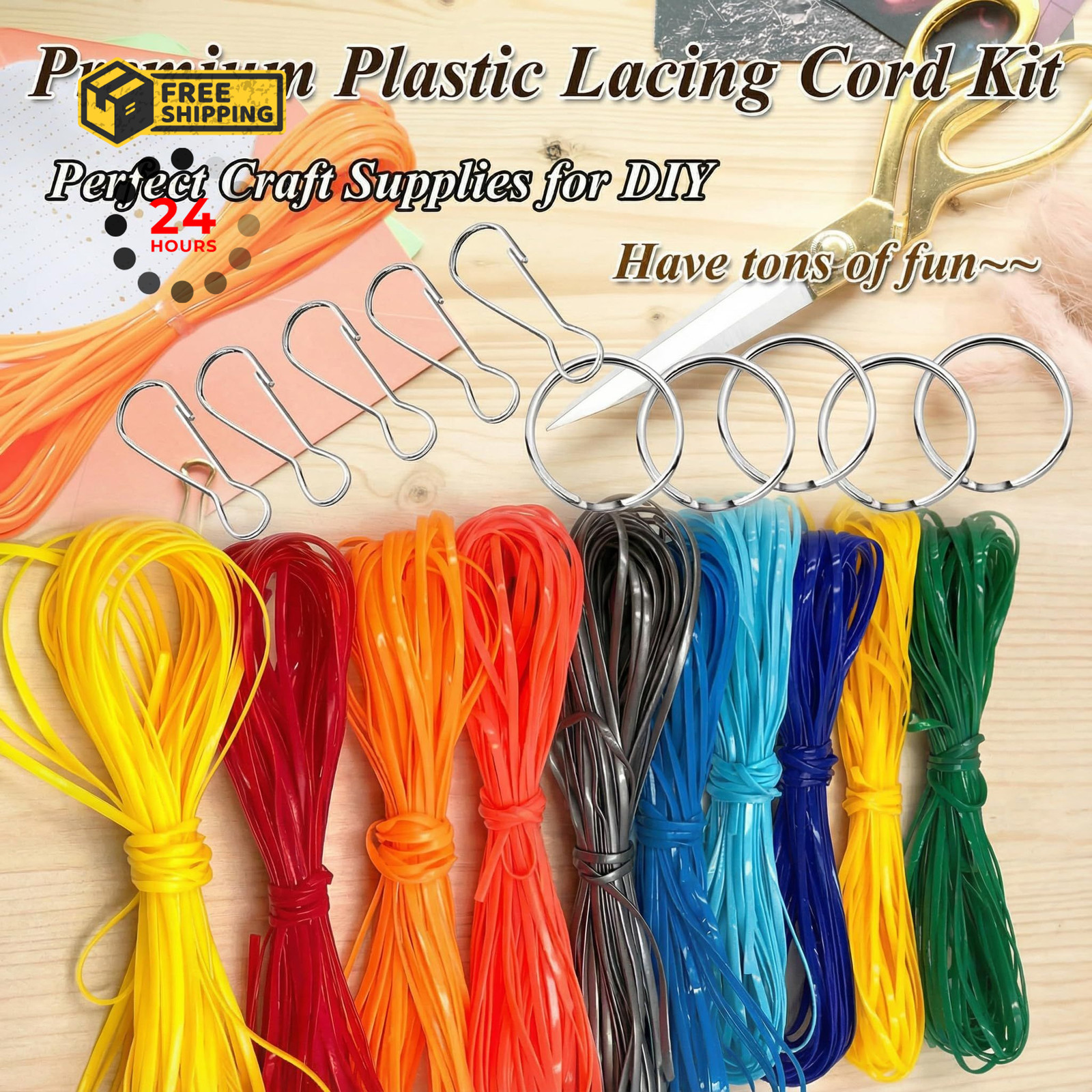 HANSPORTA Plastic Lacing Cord, 20 Colors Gimp Scoubidou String Kit 20colors