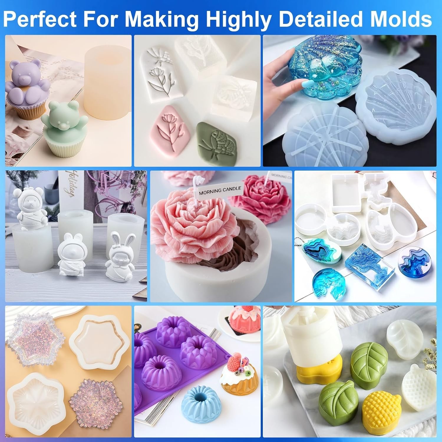 Silicone Mold Making Kit,64Oz Super Elastic Liquid Silicone for Mold Maker, Fast