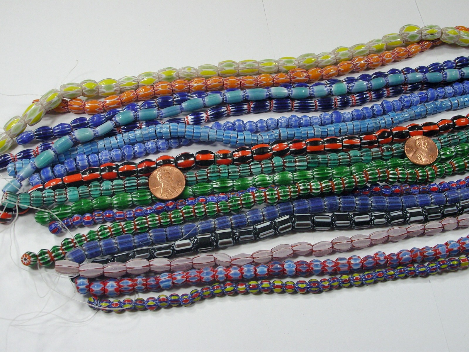 15 Strands 15″ Assorted India Handmade Chevron Glass Beads Bulk Lot (QZP-2)