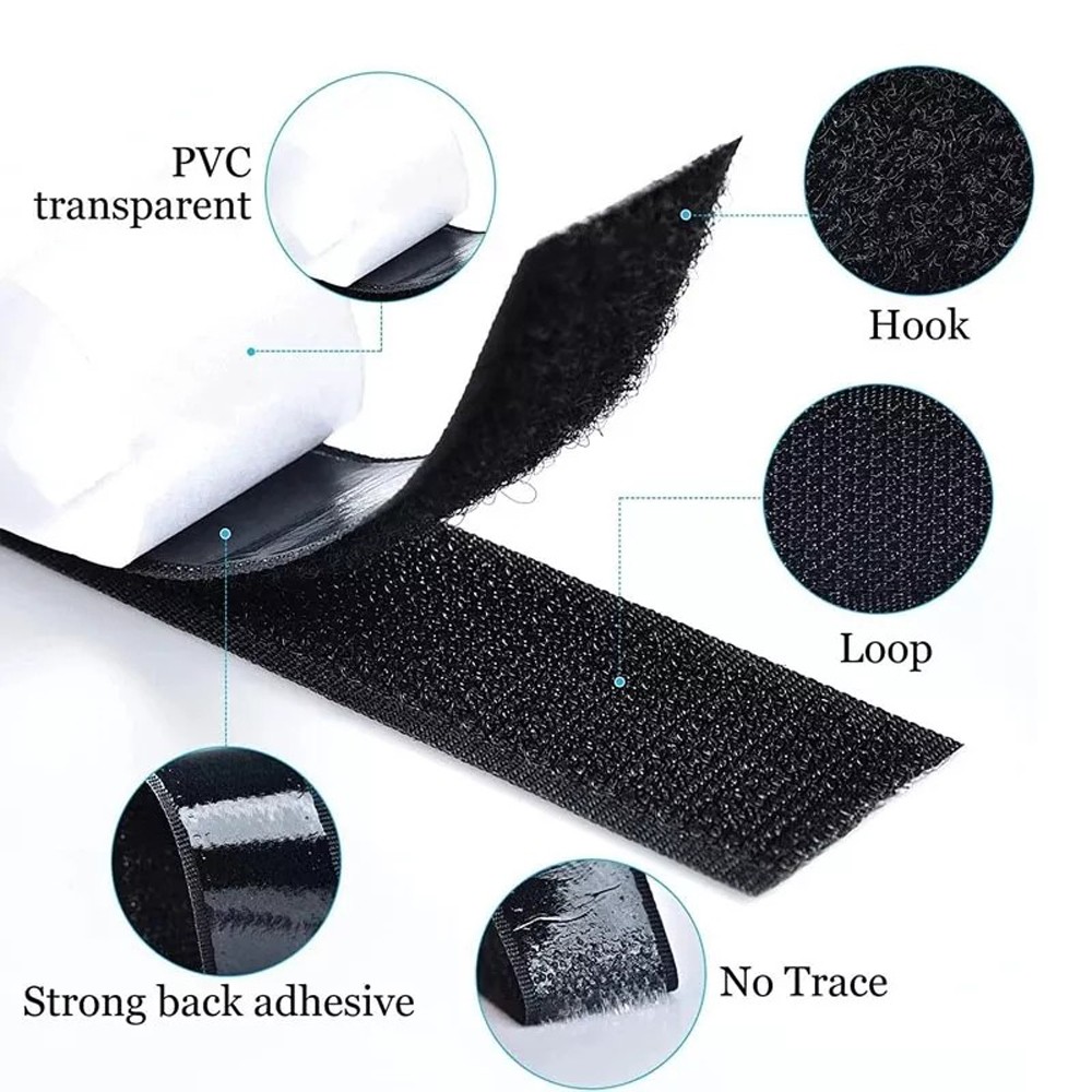 16.5ft Hook Loop Self Adhesive Fastener Tape Heavy Duty Double Sided Sticky Tape