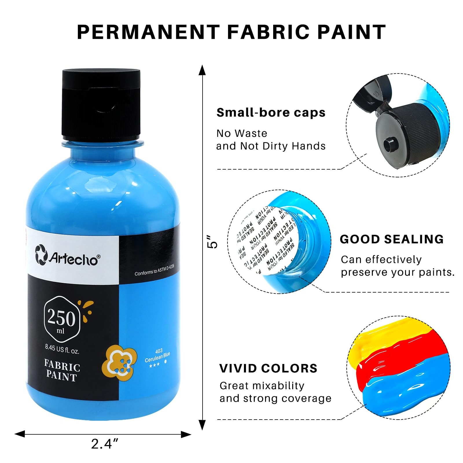 Red Fabric Paint, 250 ml / 8.45 oz Permanent Clothing Paint for DIY TShirts, …