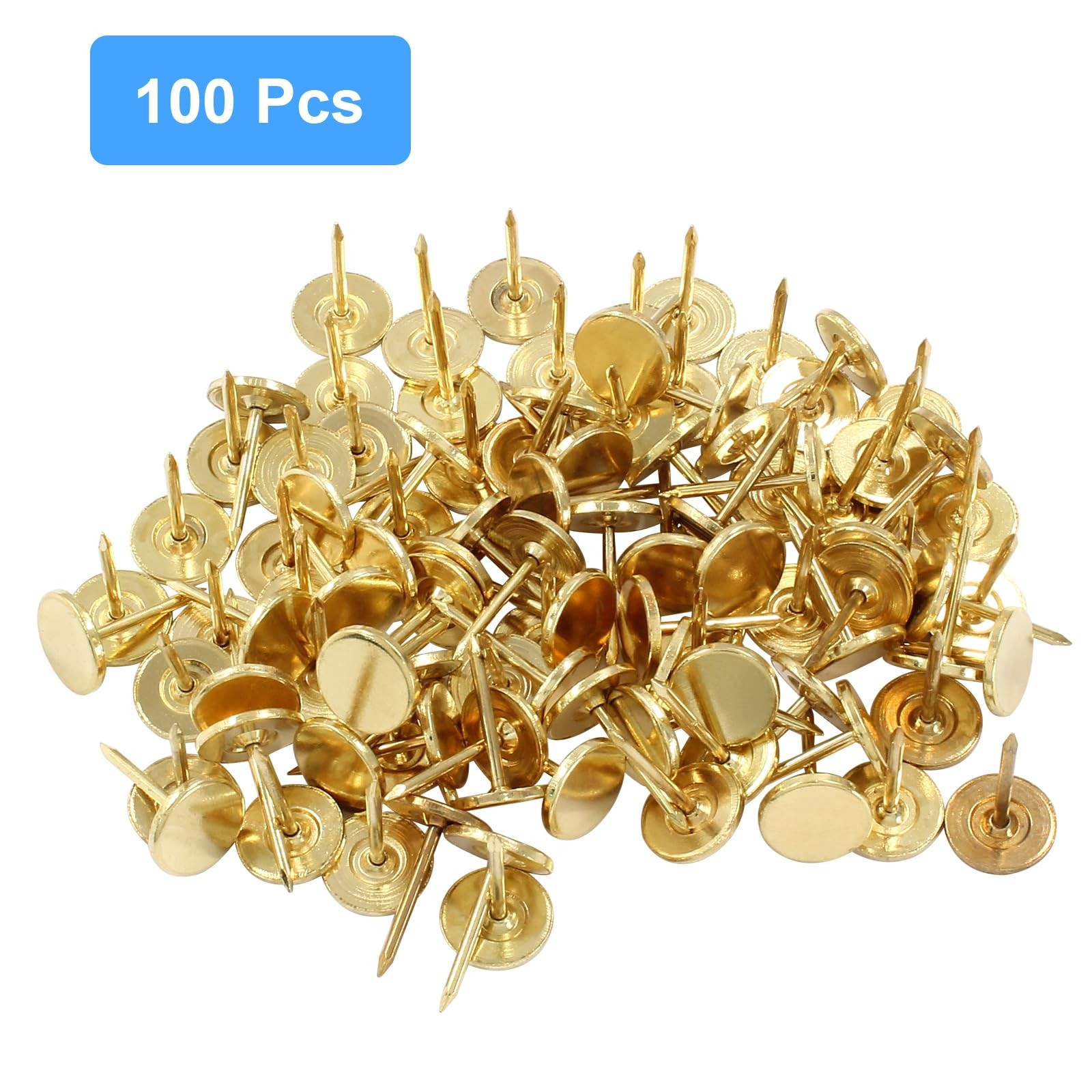 100 PCS 11mm x 17mm Gold Flat Head Thumb Tacks, Upholstery Tacks Pushpin for …