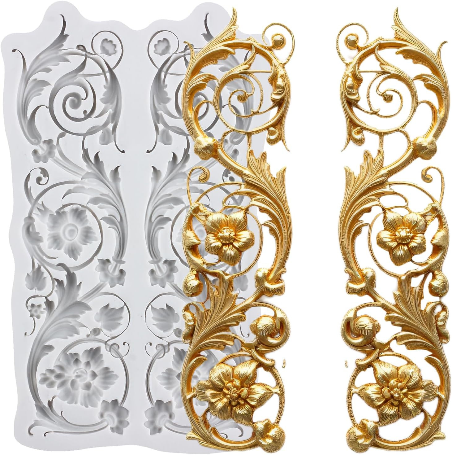 Baroque Style Polymer Clay Mold Curlicues Scroll Lace Silicone Molds 3D