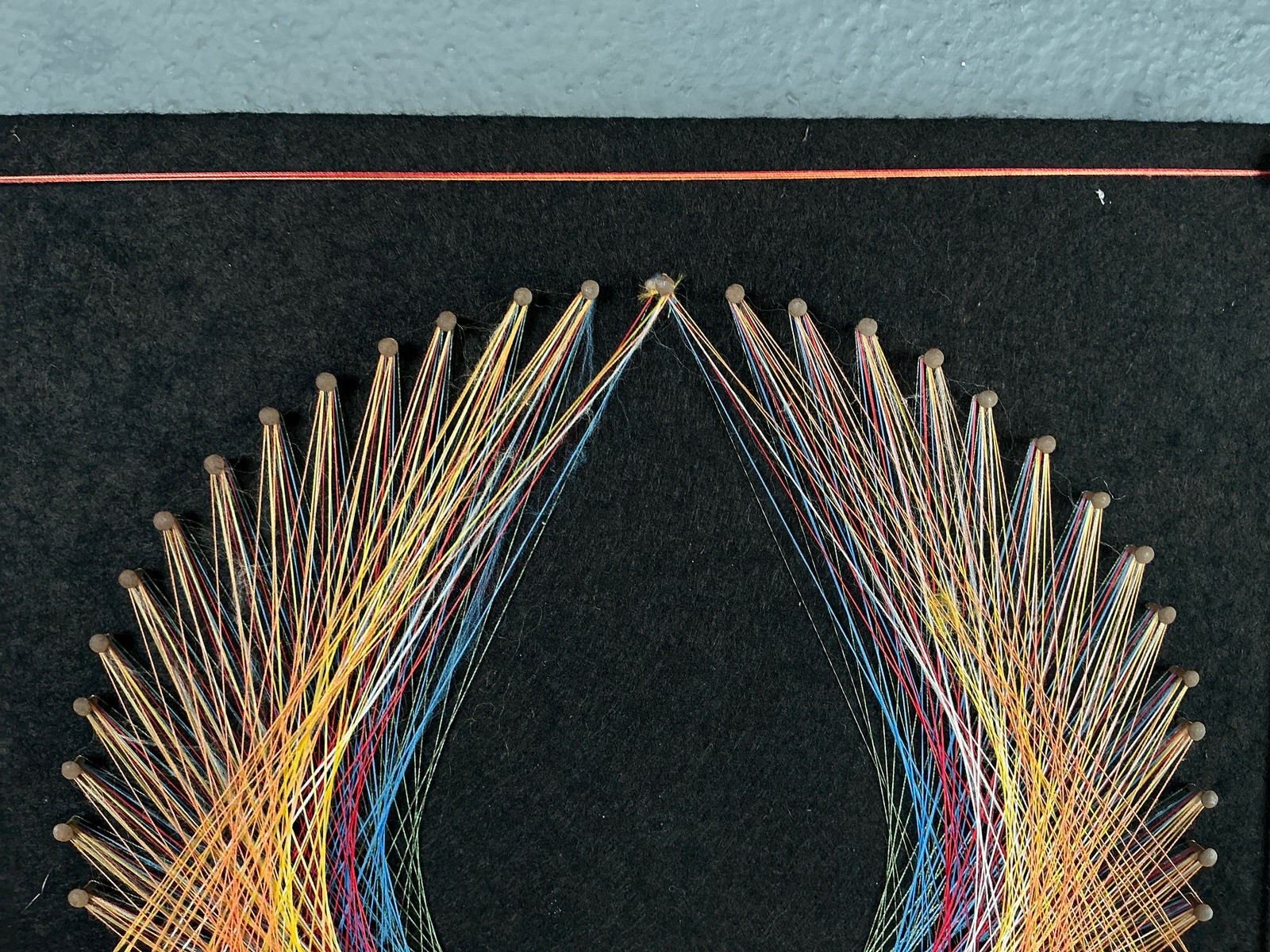 Mid Century Modern Geometric Crescent String Art Wall Plaque – 18×18