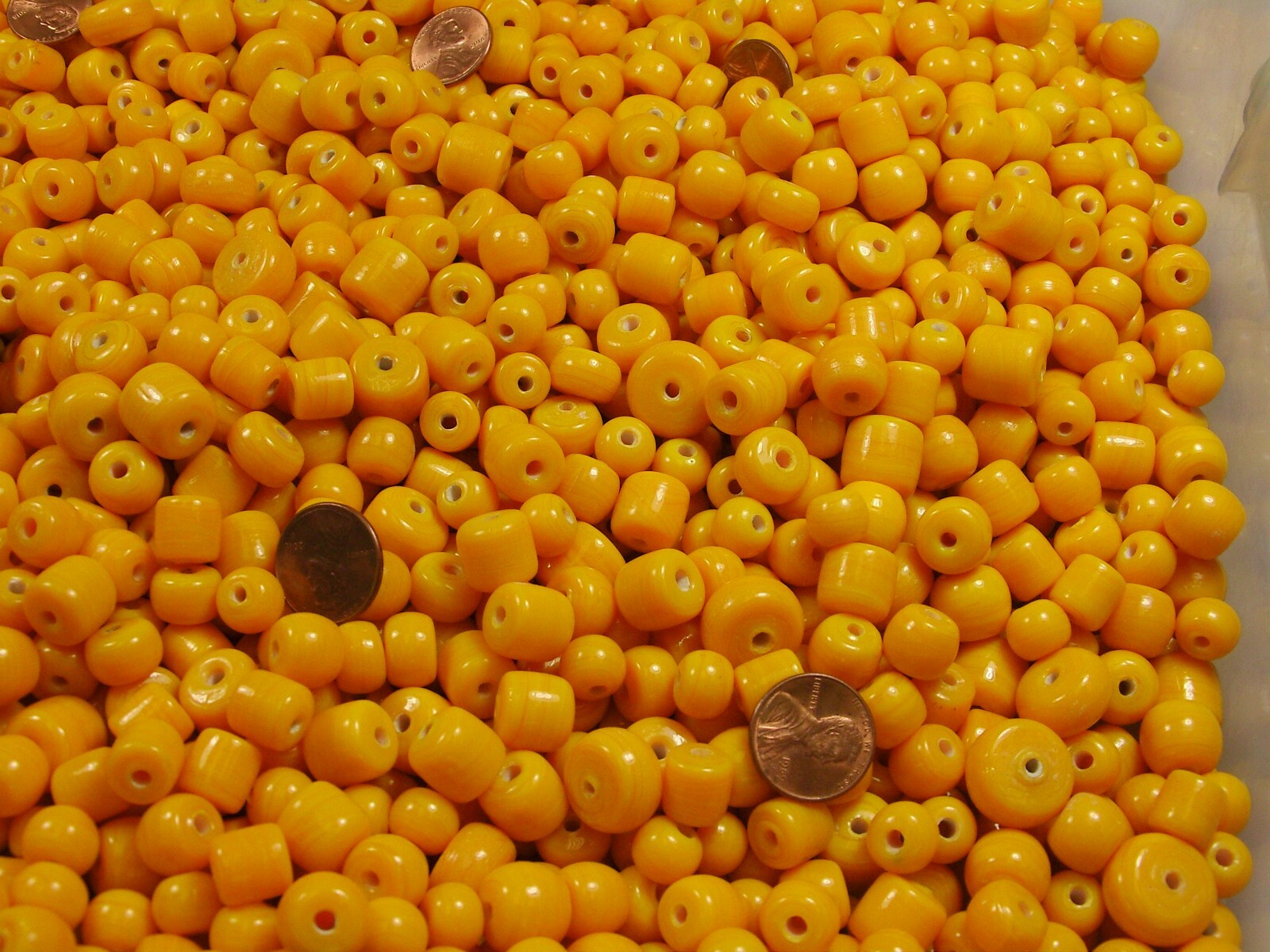 4 Pounds Assorted Shapes and Sizes India Handmade Amber Yellow Glass Bead (FV-2)