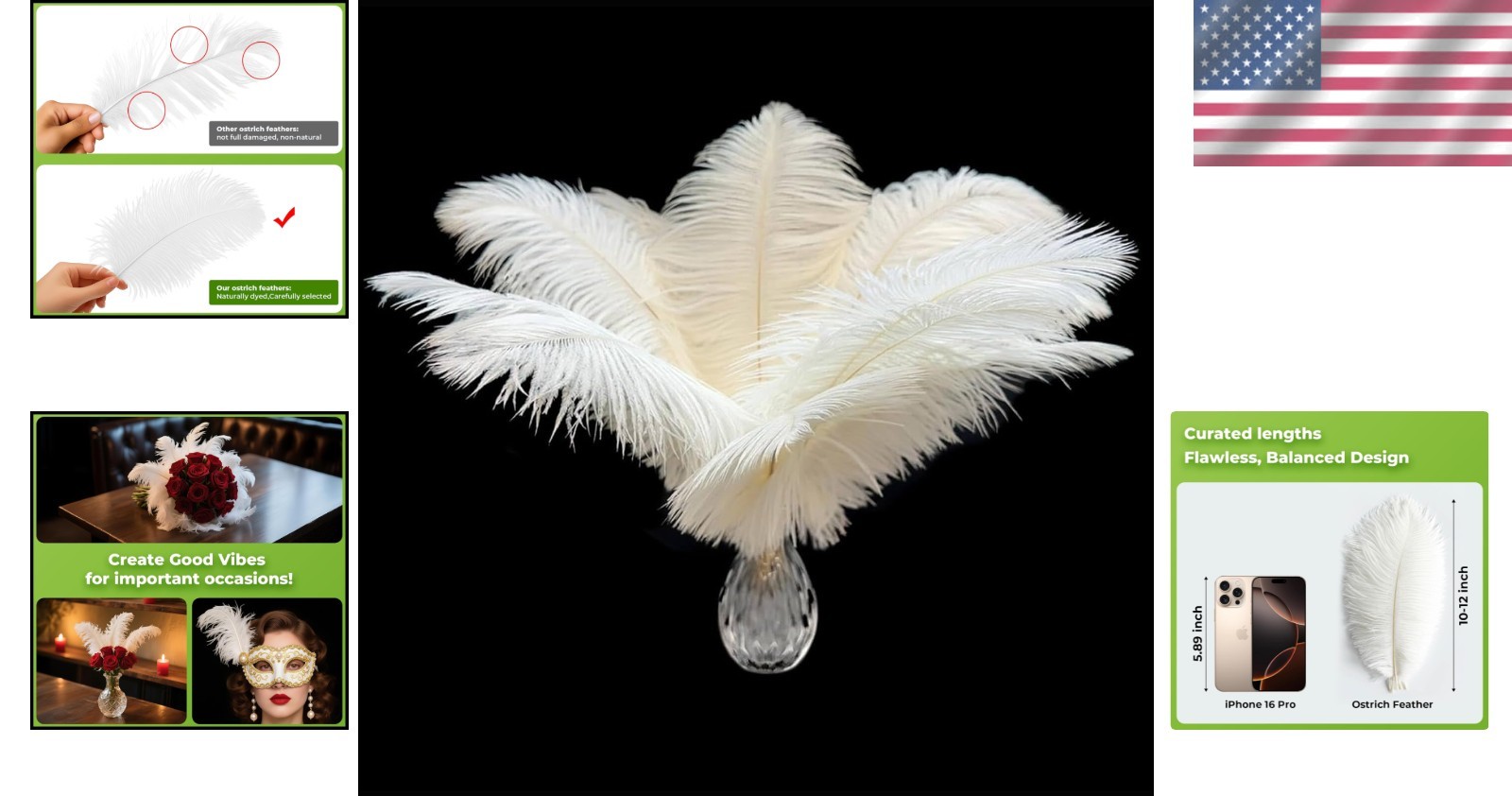 Cruelty-Free 20Pcs White Ostrich Feathers (10-12 inch) – Style Your Celebration
