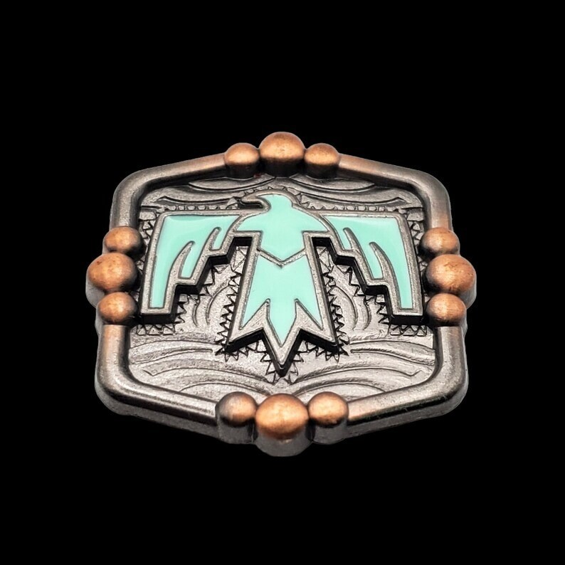 Set of 20 Aqua Thunderbird screwback conchos 1-3/8″, western apparel, horse tack