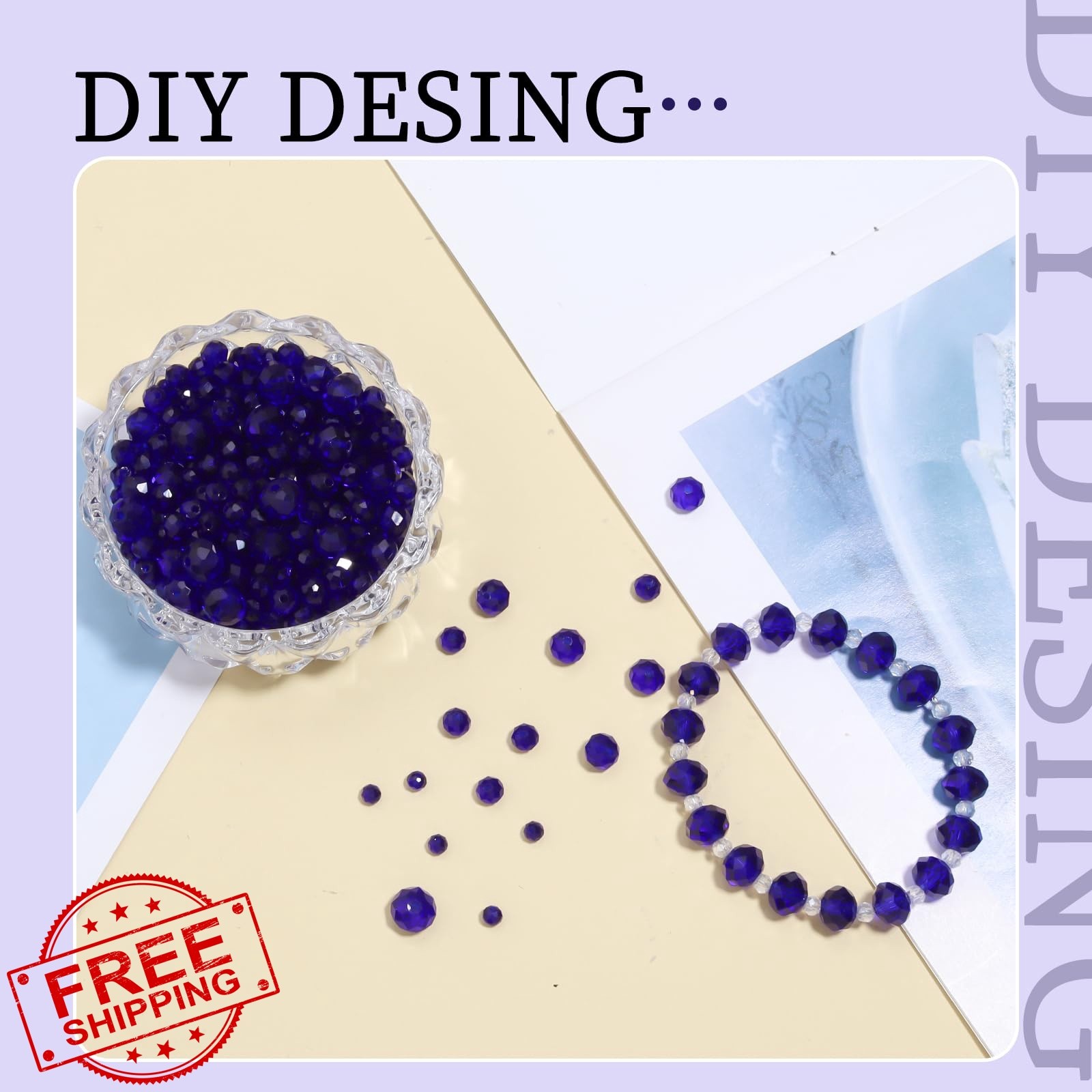 Yumttero 8mm Dark Blue Rondelle Glass Crystal Beads