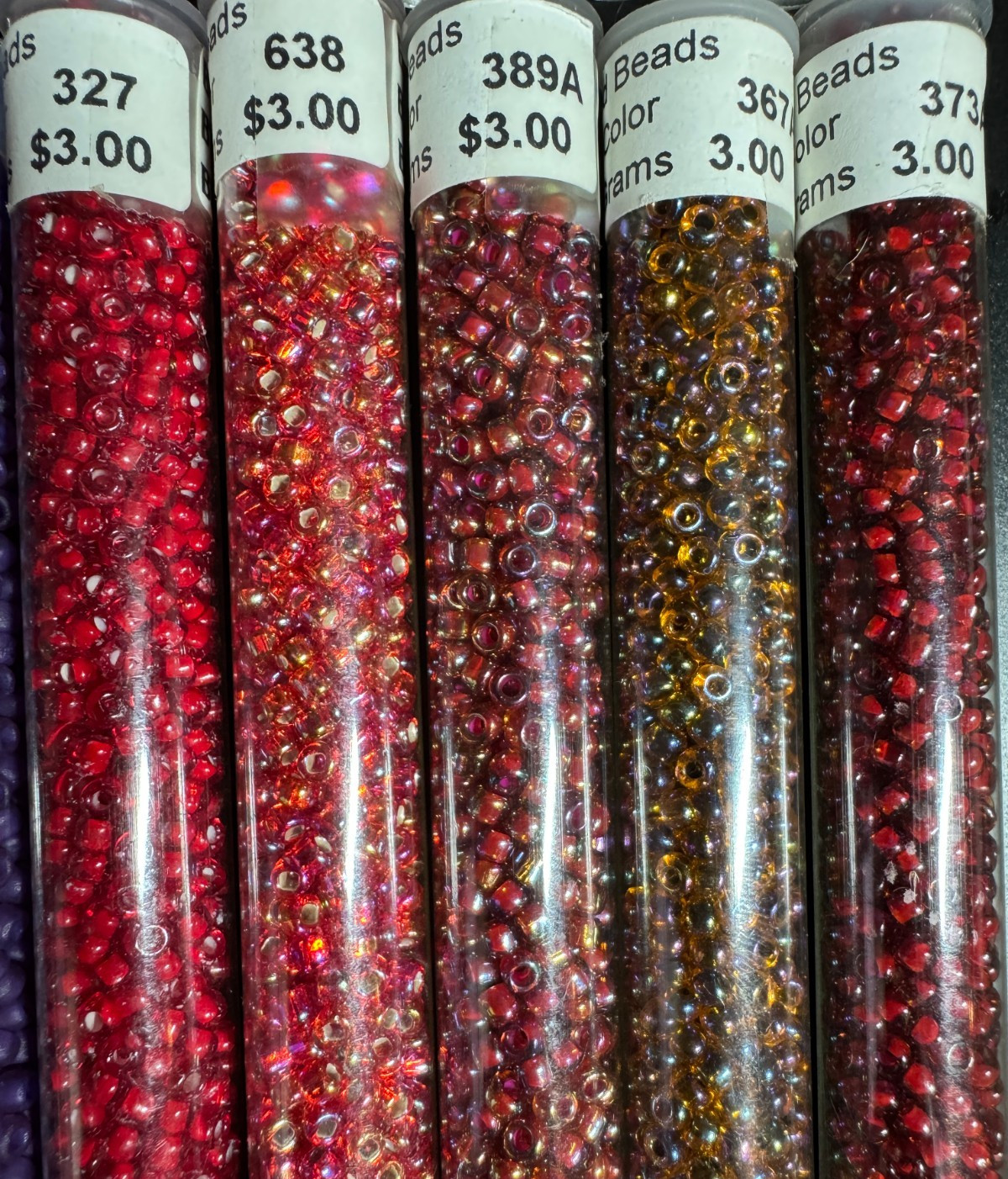 Glass Seed Bead Lot 30 Tubes – Purple, Pink, Magenta & Red – Different Sizes NOS