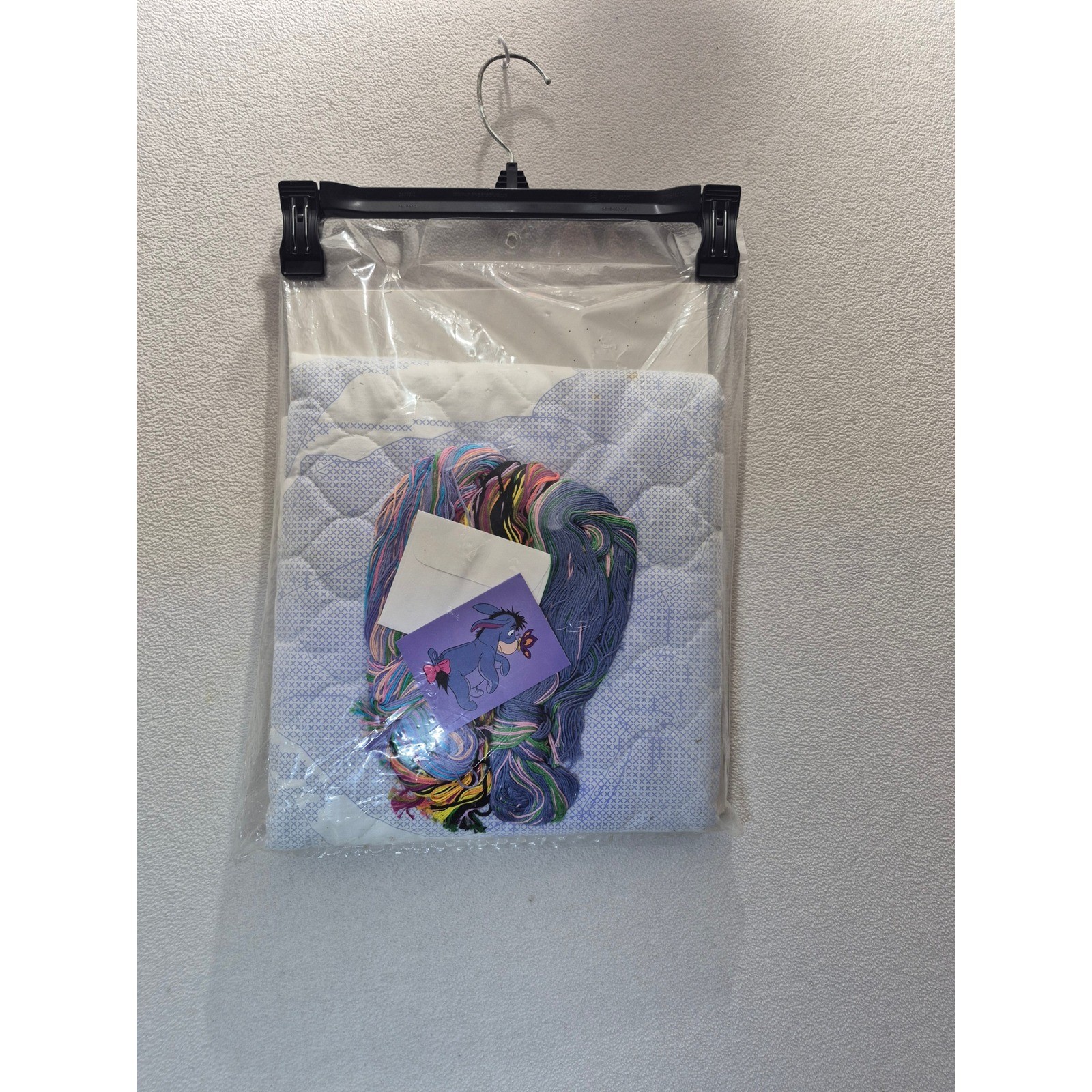Vintage Disney Eeyore Butterflies Stamped Cross Stitch Baby Quilt Kit Janlynn