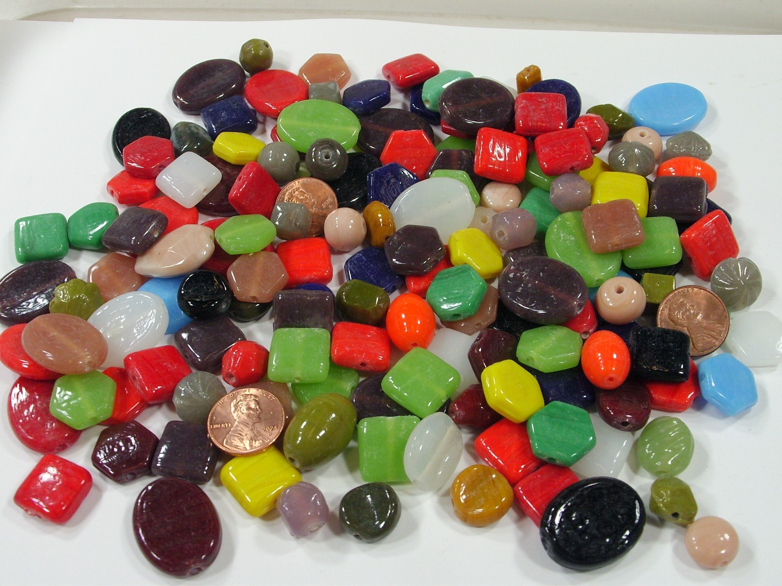 2 Pounds Assorted Shapes and Sizes India Handmade Multicolor Glass Beads (A-9) ⭐
