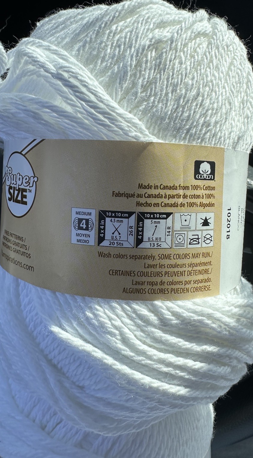 Lily Sugar And Crème Yarn, Super Size, Lot Of 2, White, NEW