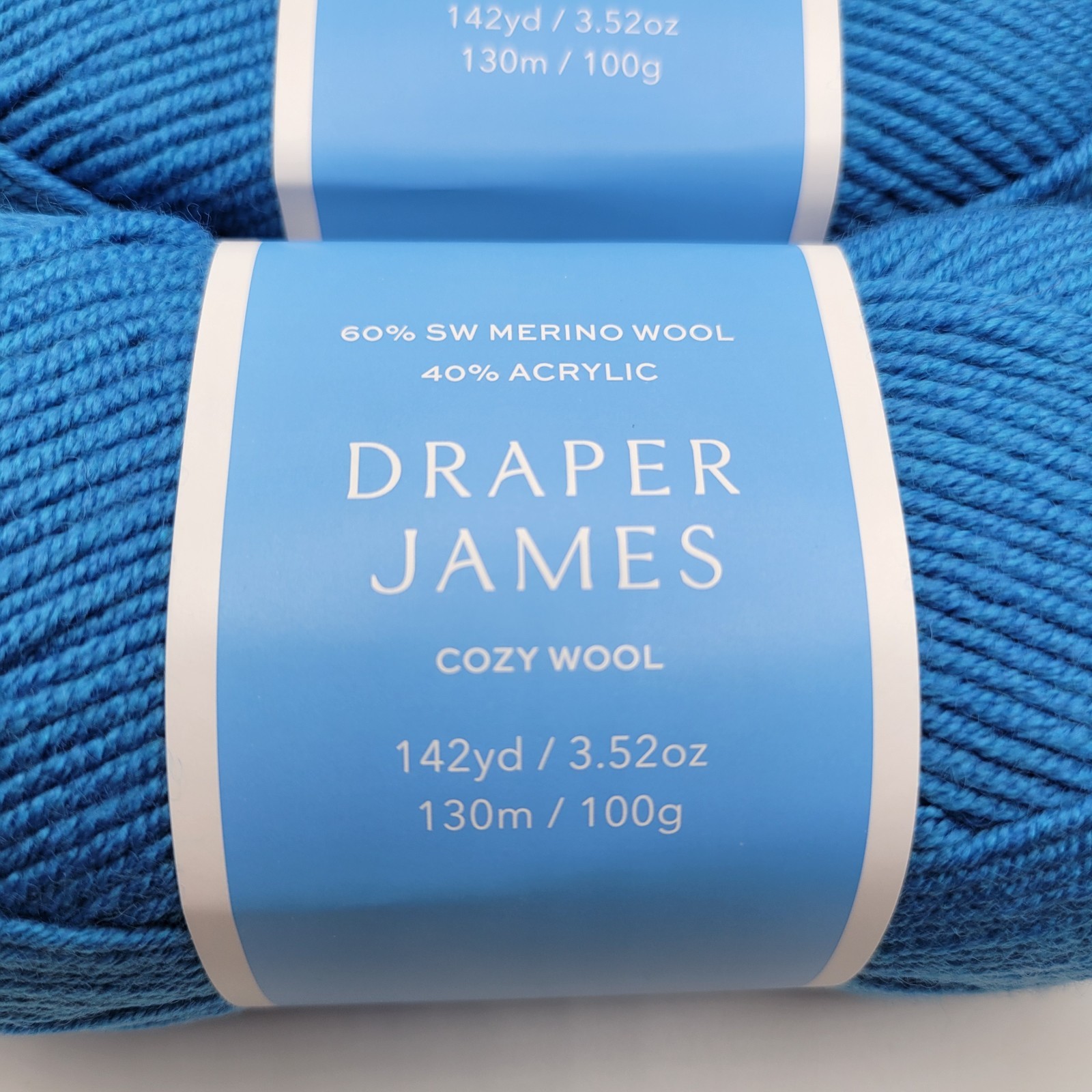(2 Skeins) Draper James Cozy Wool FRENCH BLUE SW Merino Acrylic 142 yds 3.52 oz