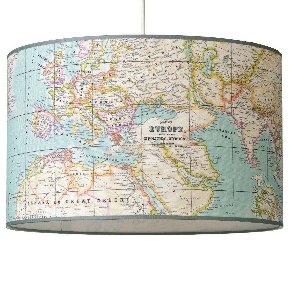 WORLD MAP 2 Globe Atlas Furnishing Fabric Cotton Material 55” wide SKY BLUE