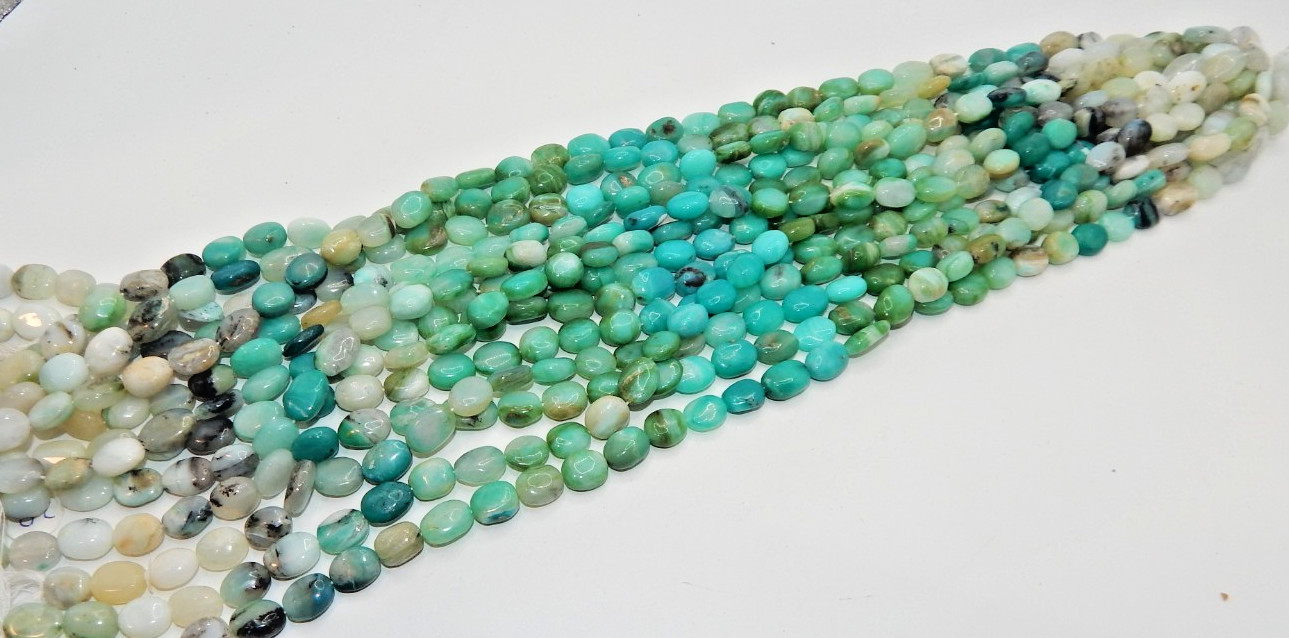 Peruvian Opal mixed Round and Oval beads (vary from 12mm x 9mm to 9mm x 7mm)