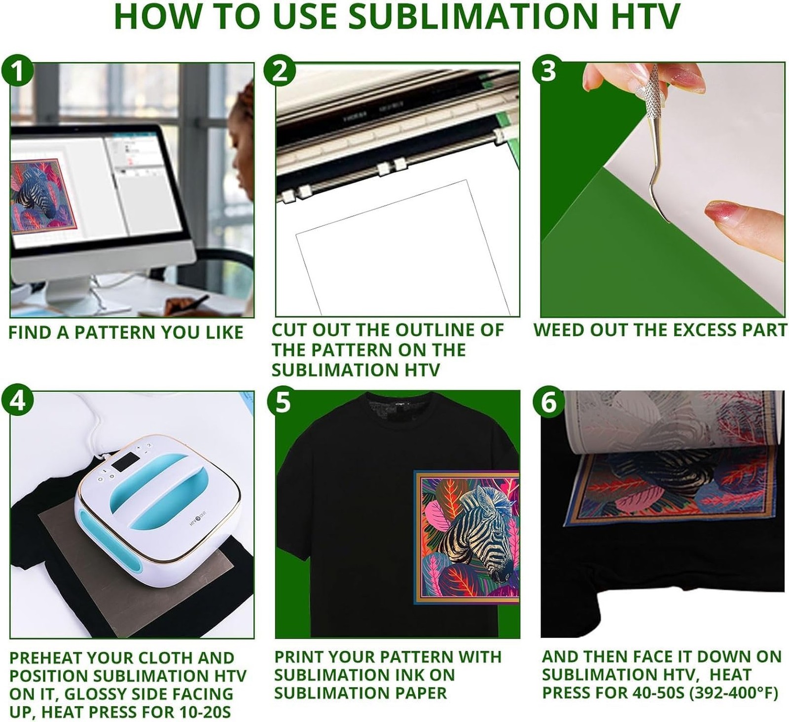 HTVRONT Sublimation HTV for Dark/Light Fabric – Matte Sublimation Vinyl 12″ X…