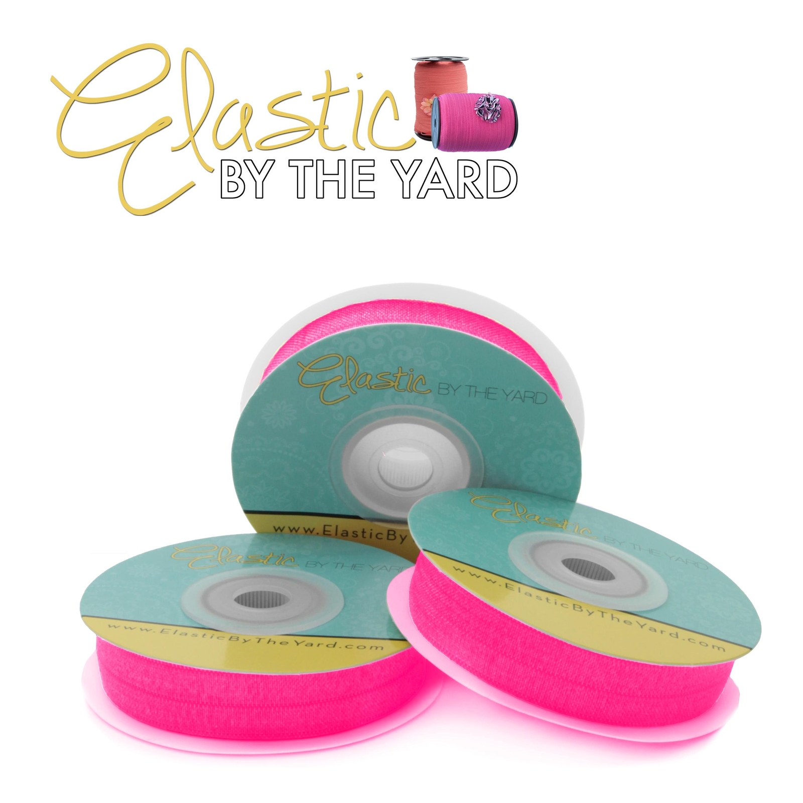 Neon Pink Fold Over Elastic FOE 5/8 3/4 1″, 5 or 100 Yard, Elastic By The Yard